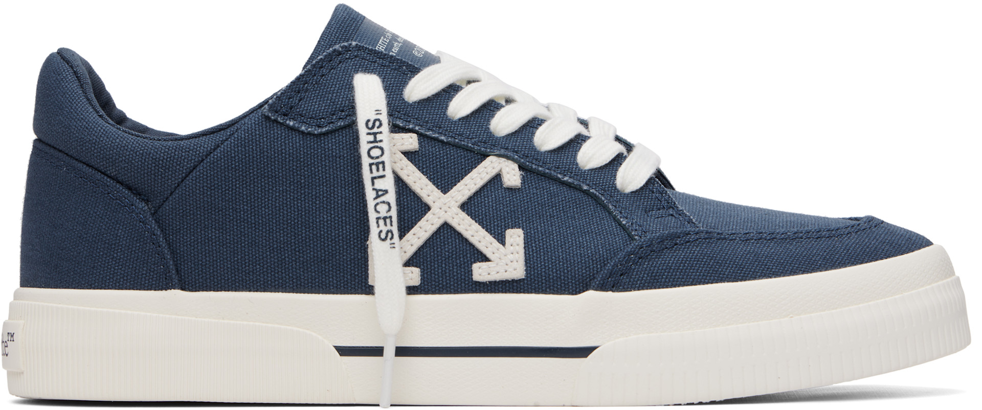 Off-White: Blue Low Vulcanized Sneakers | SSENSE