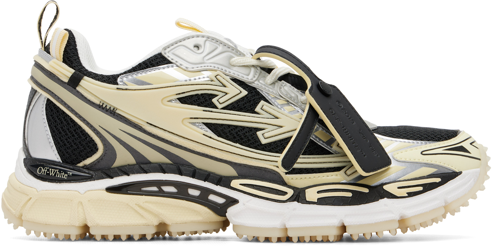 オフホワイト Off-White: Black & Beige 'Be Right Back' Glow-In-The-Dark Sneakers