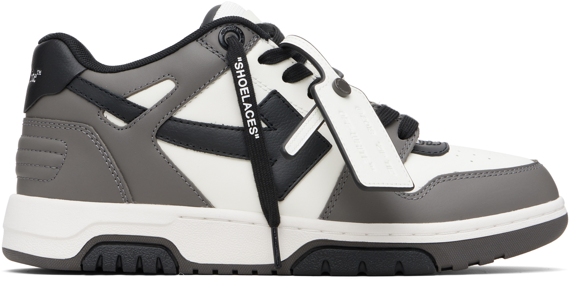 Off-White: グレー＆ホワイト 'Out Of Office' カーフレザー