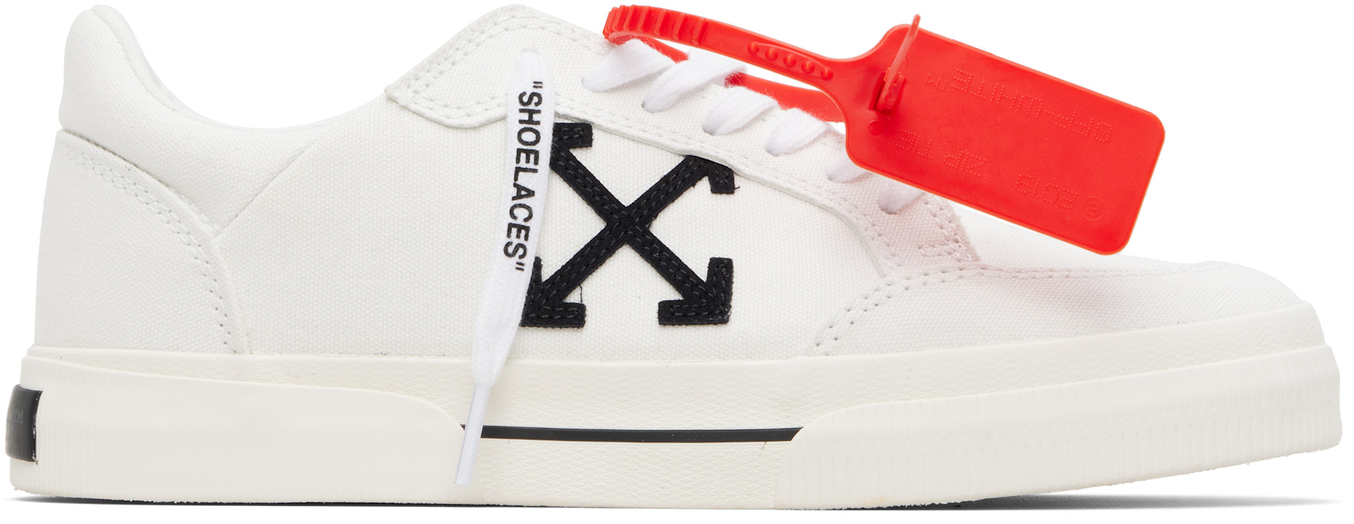 Off-White: White Vulcanized Low Sneakers | SSENSE
