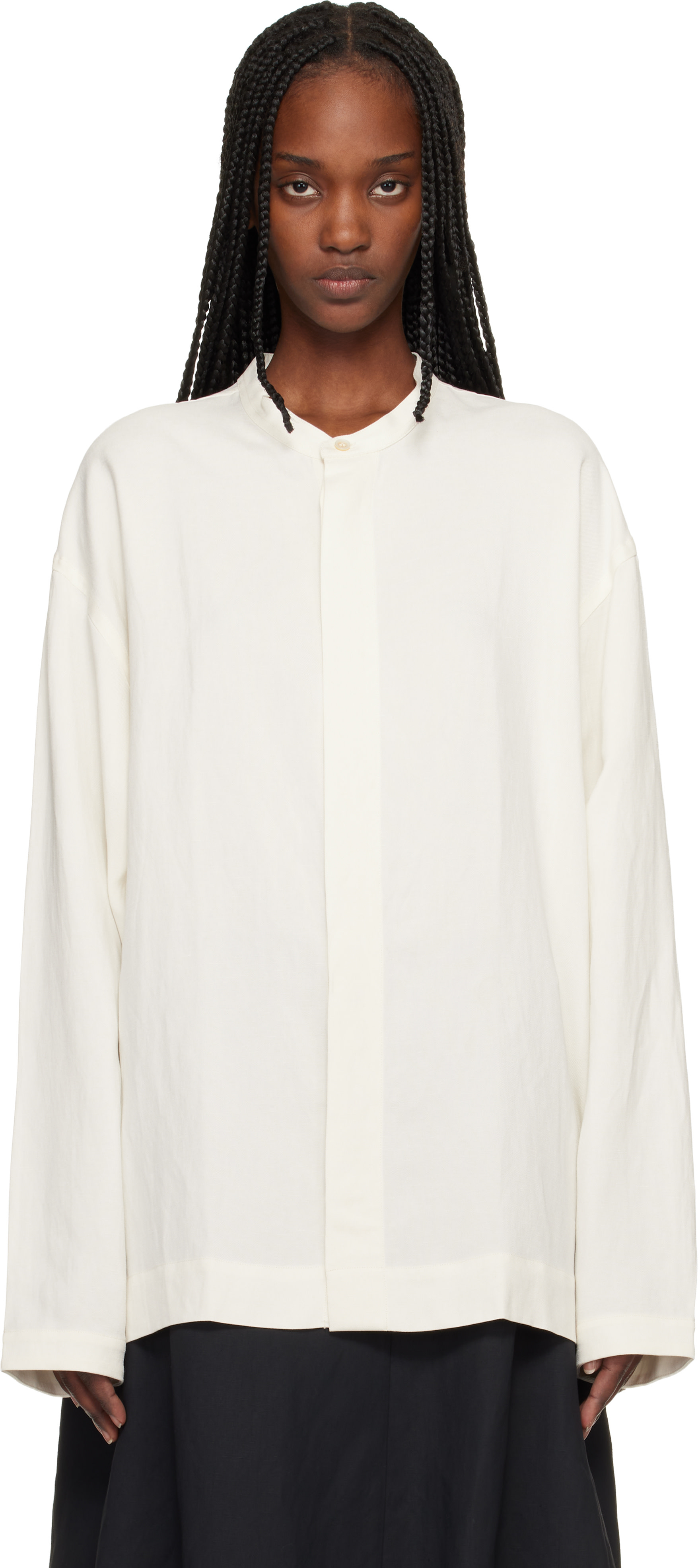 STUDIO NICHOLSON SANTOS OVERSHIRT オーバーシャツ オックスフォード 長袖シャツ ホワイト レディース スタジオ ニコルソン【中古】6-0117M∞ レディース】OVERSHIRT | STUDIO NICHOLSON(スタジオニコルソン