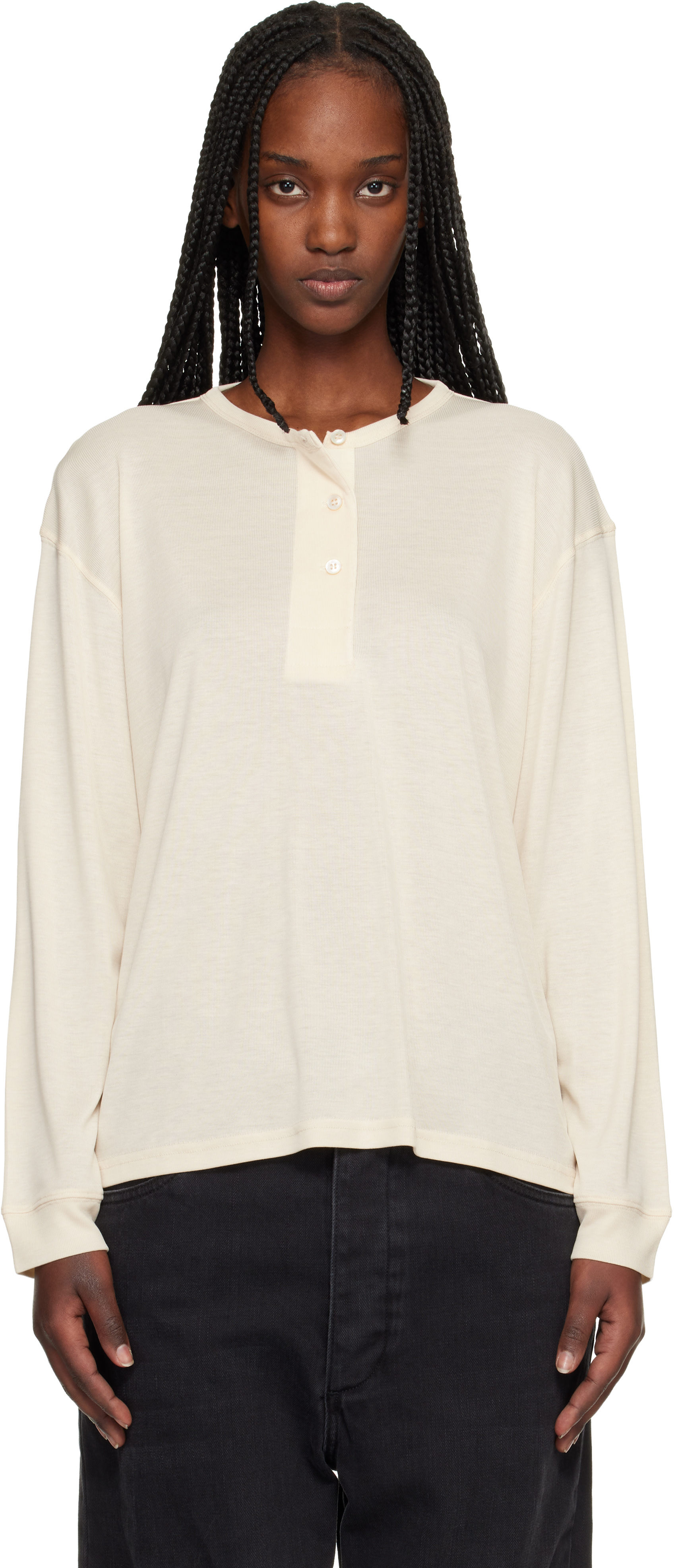 Studio Nicholson: Beige Rutas Jersey Henley | SSENSE