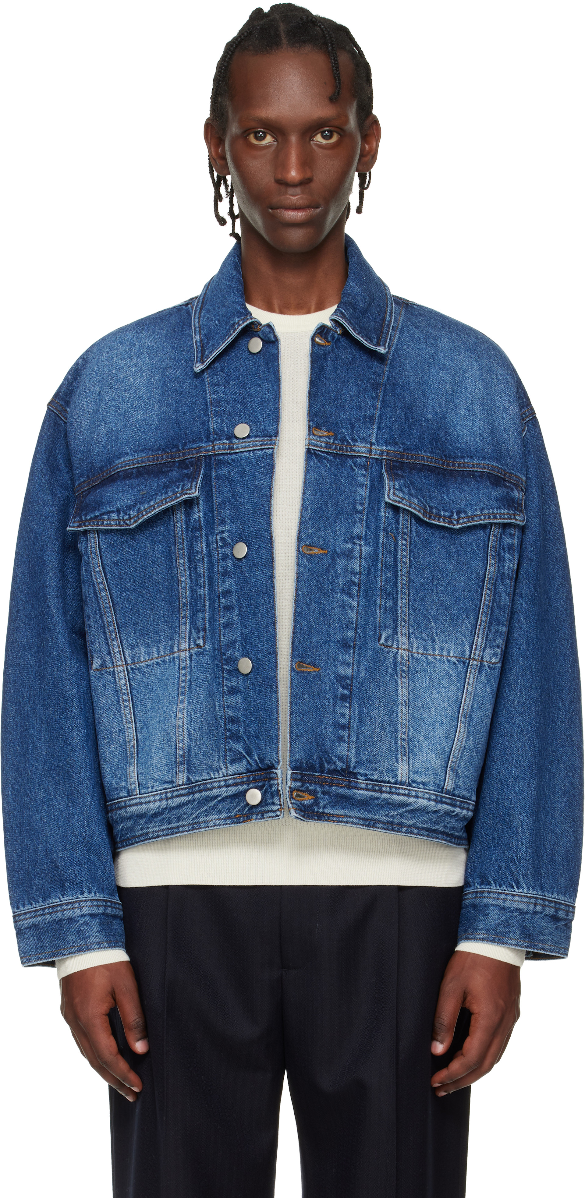 Studio Nicholson: Blue Stein Denim Jacket | SSENSE