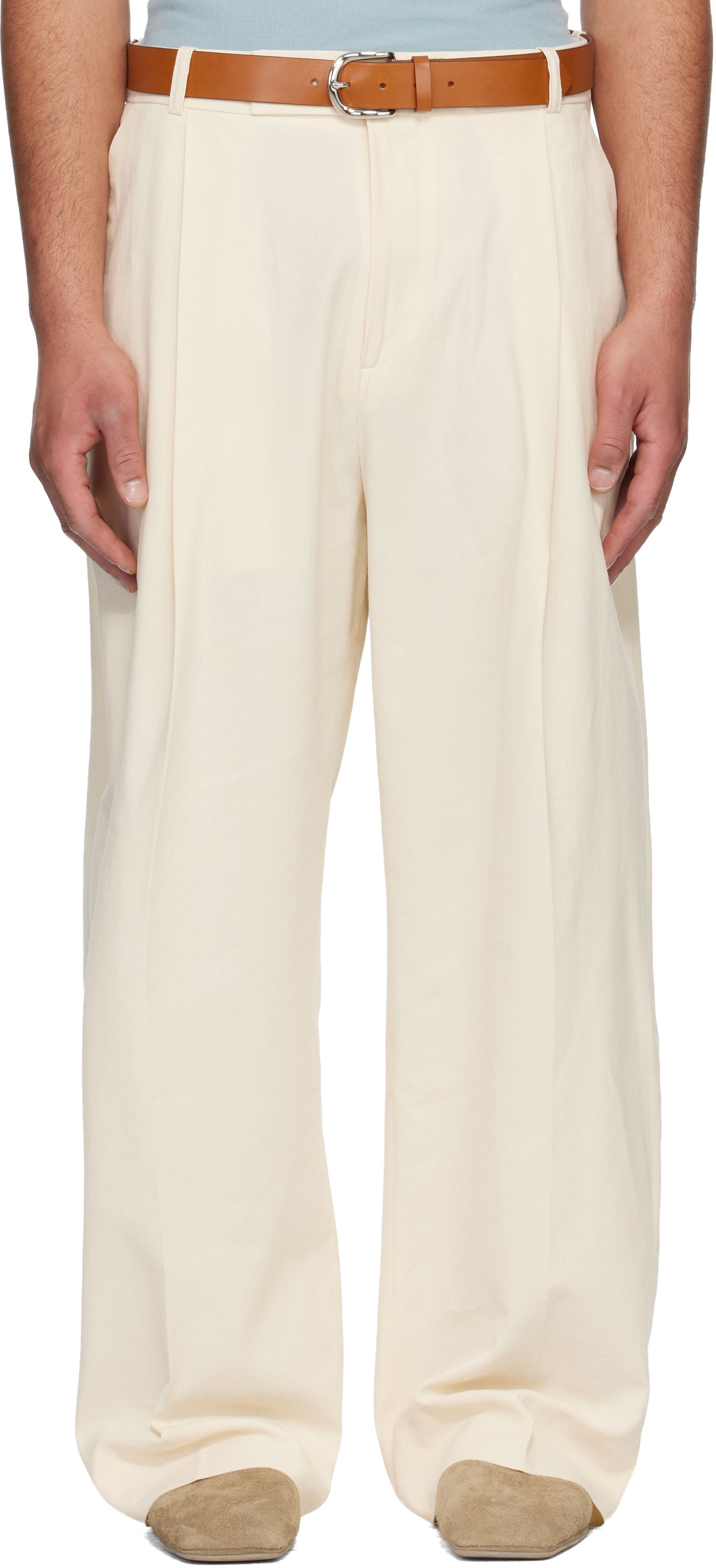 Studio Nicholson: Off-White Pull Trousers | SSENSE