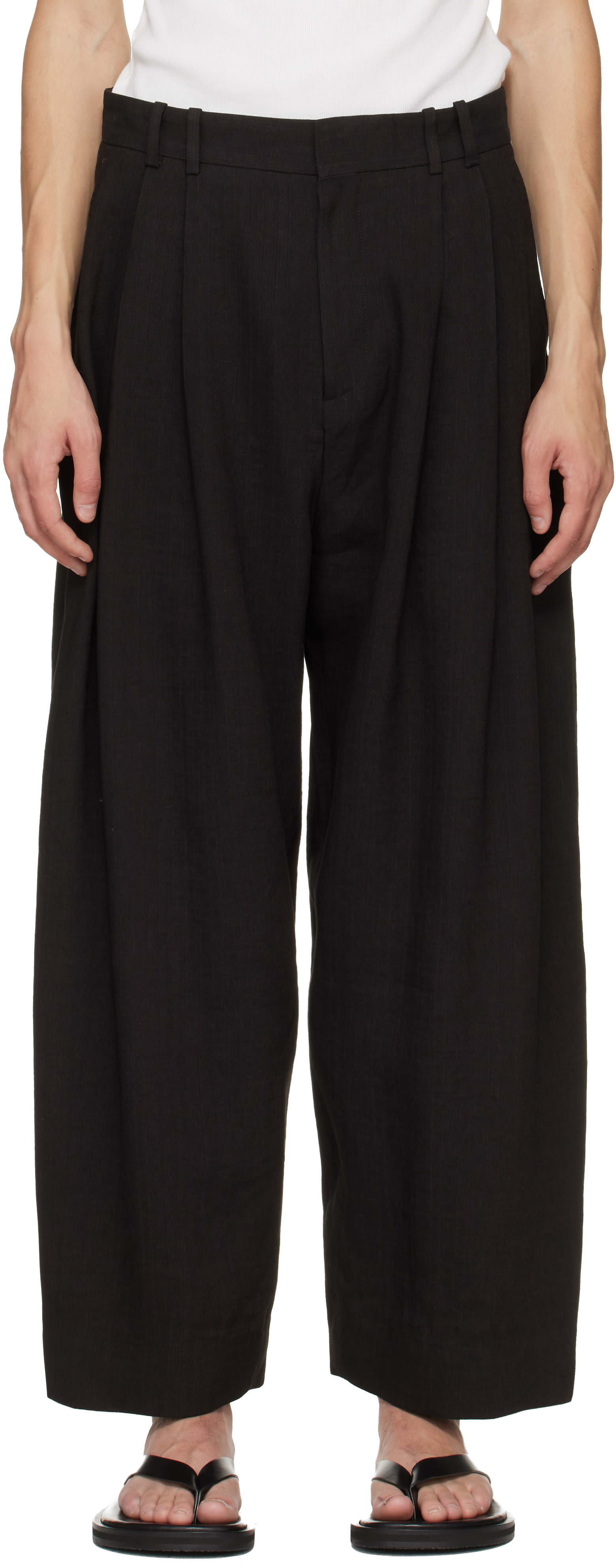 Studio Nicholson: Brown Line Trousers | SSENSE
