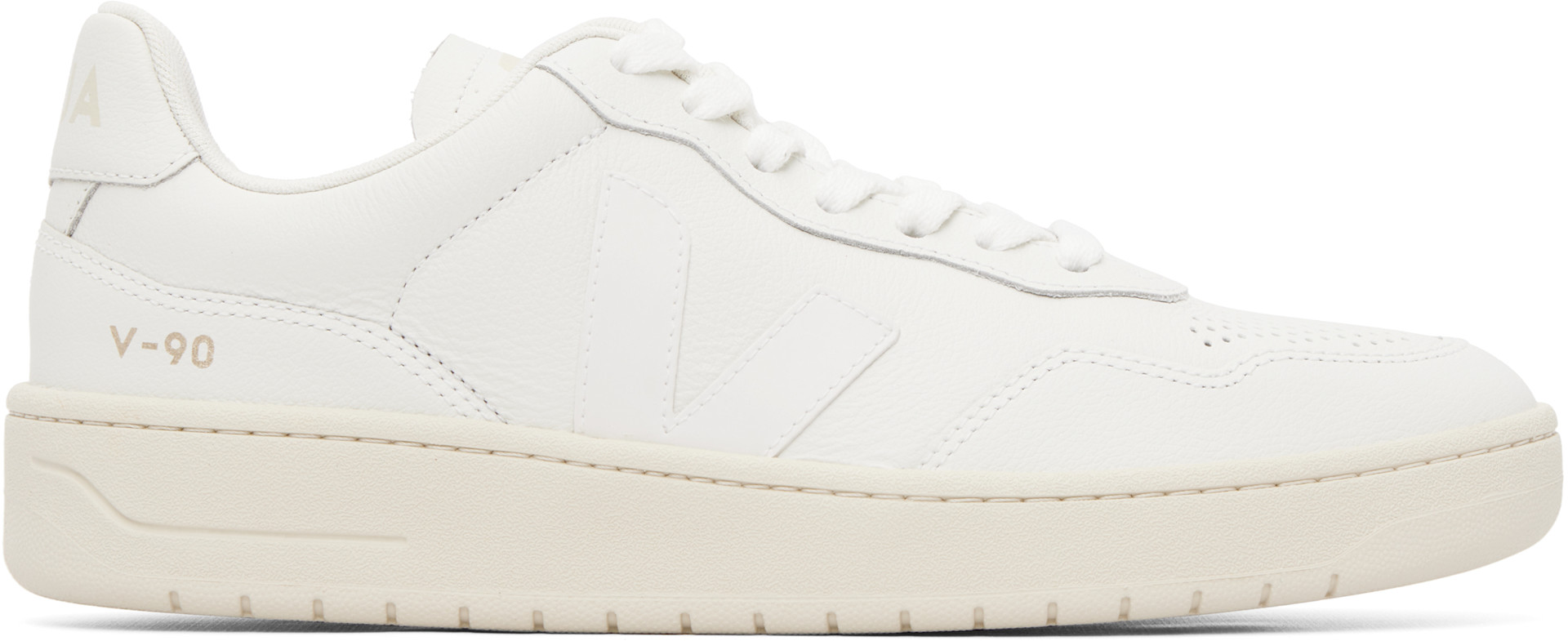 VEJA: White V-90 Leather Sneakers | SSENSE