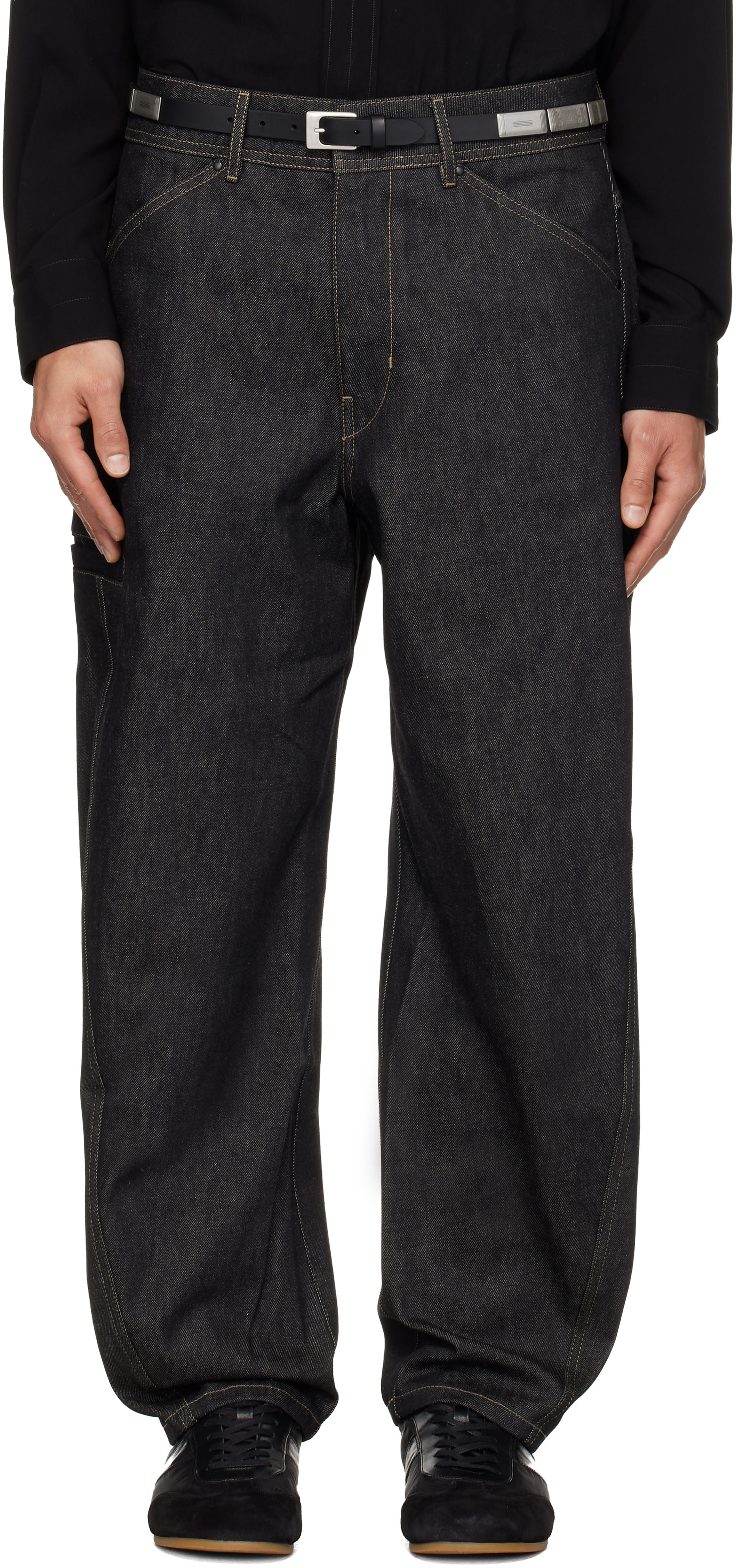 CHRISTOPHE LEMAIRE デニムスラックス S フランス ツイスト ワークウェア パンツ - Denim Indigo - ヘビーインディゴ