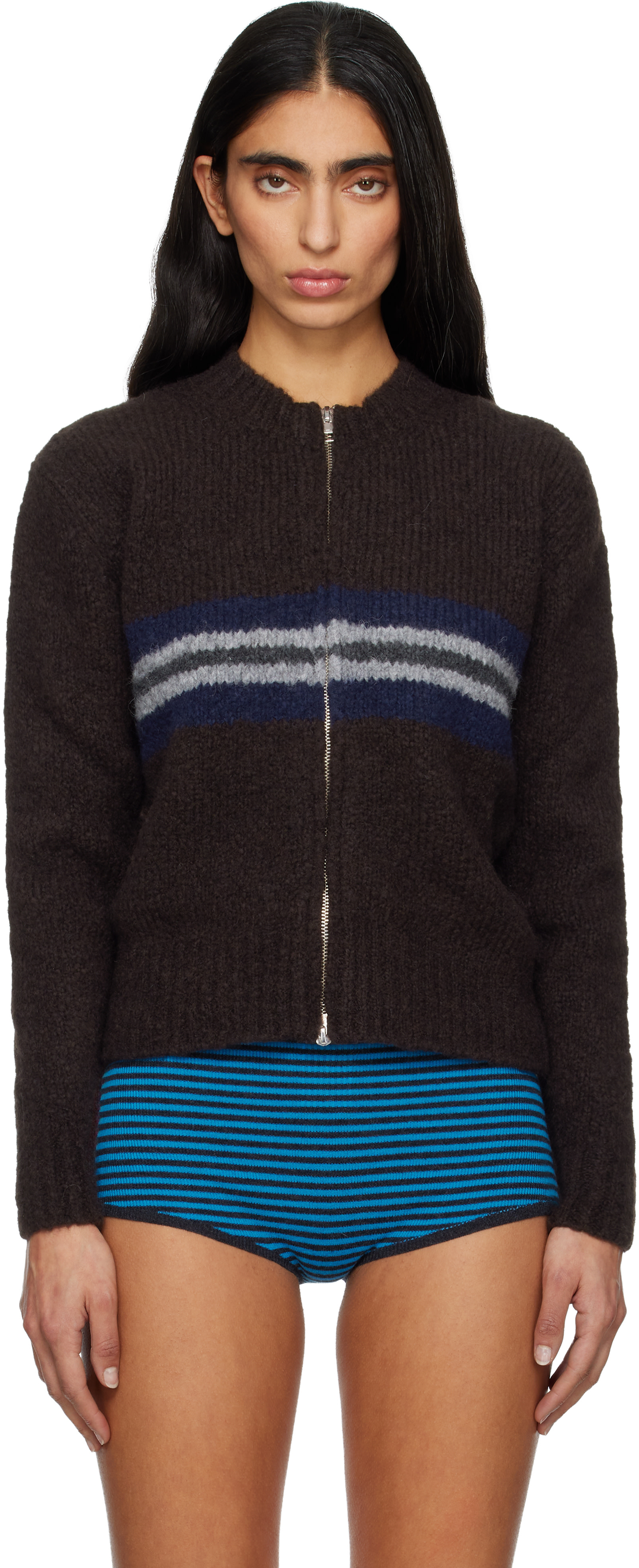 Paloma Wool: Brown Penalti Zip Sweater | SSENSE