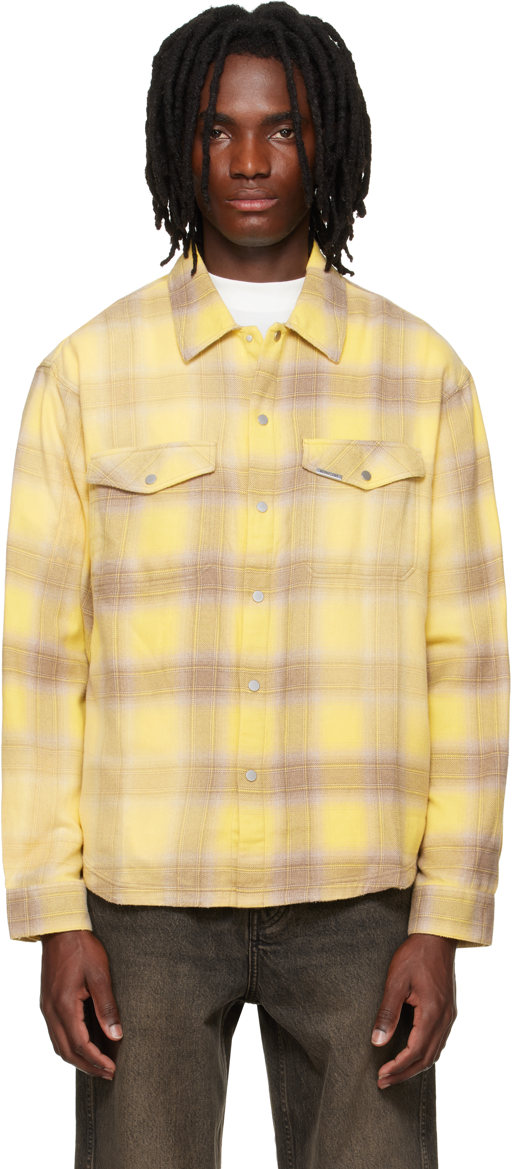 Represent: Yellow & Beige Vintage Flannel Shirt | SSENSE Canada