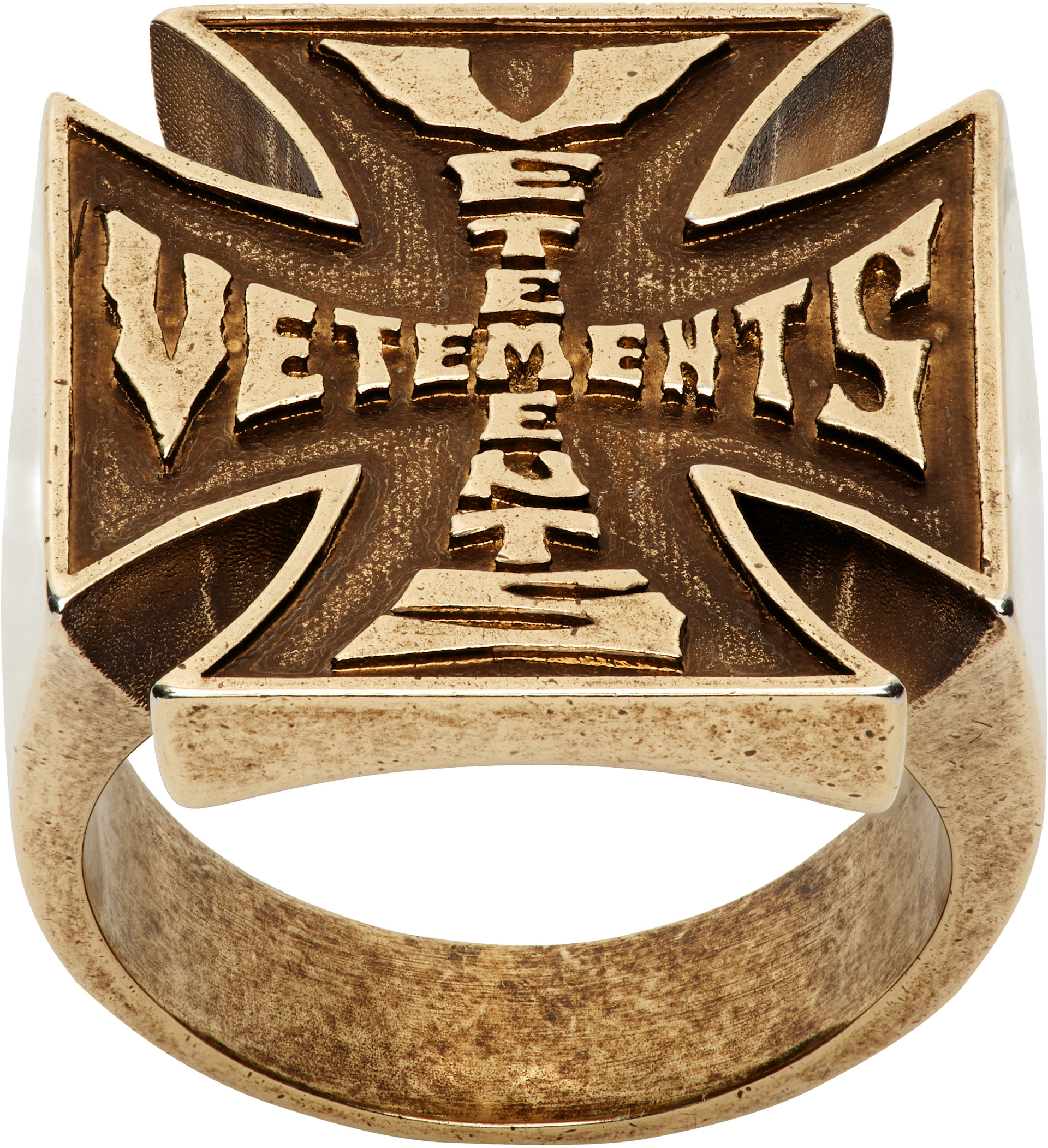 正規品　vetements グラフィック　ロゴリング VETEMENTS: Biker Cross Logo Ring | SSENSE