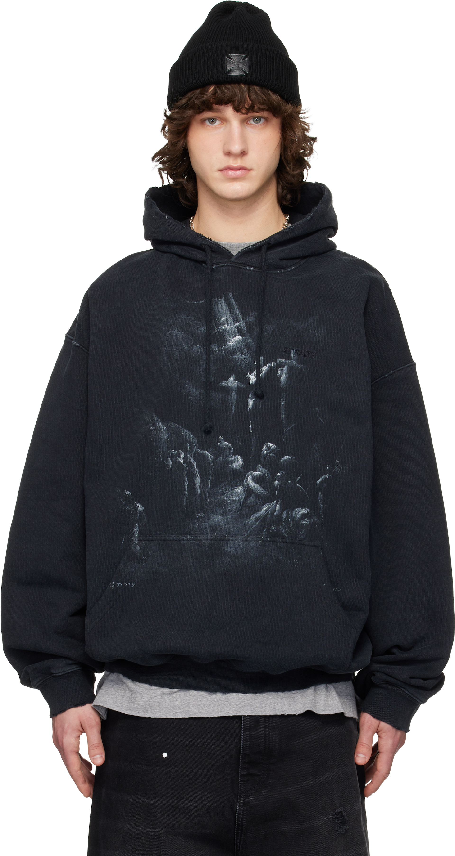 VETEMENTS ブラック フーディ ユニセックス VETEMENTS: ブラック Jesus On A Cross フーディ | SSENSE 日本