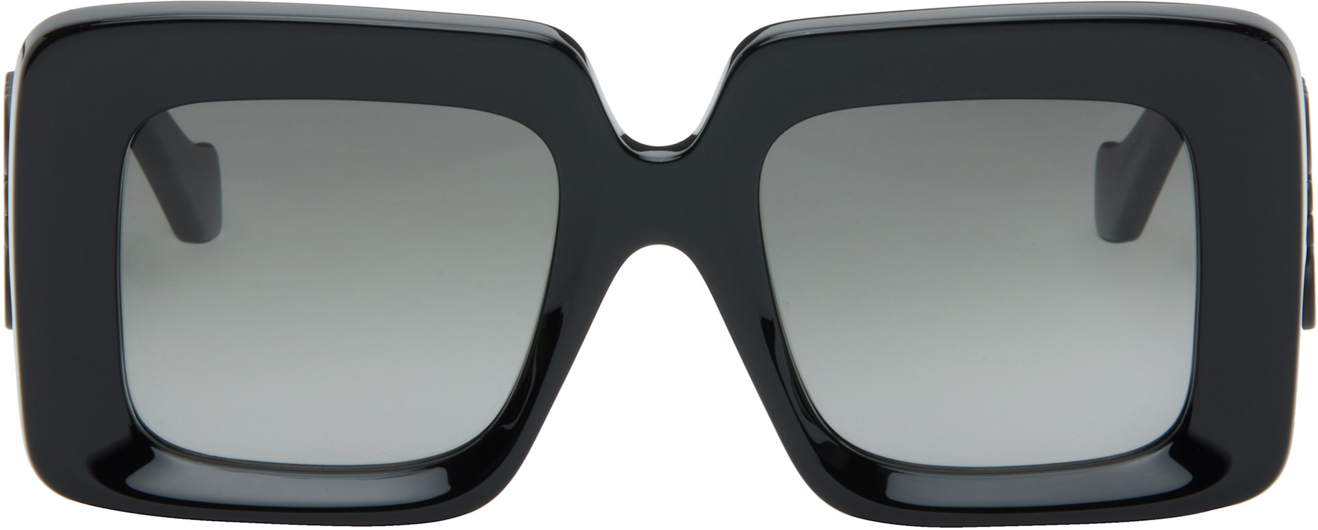 LOEWE: ブラック Beveled Maxi アナグラム スクエアサングラス