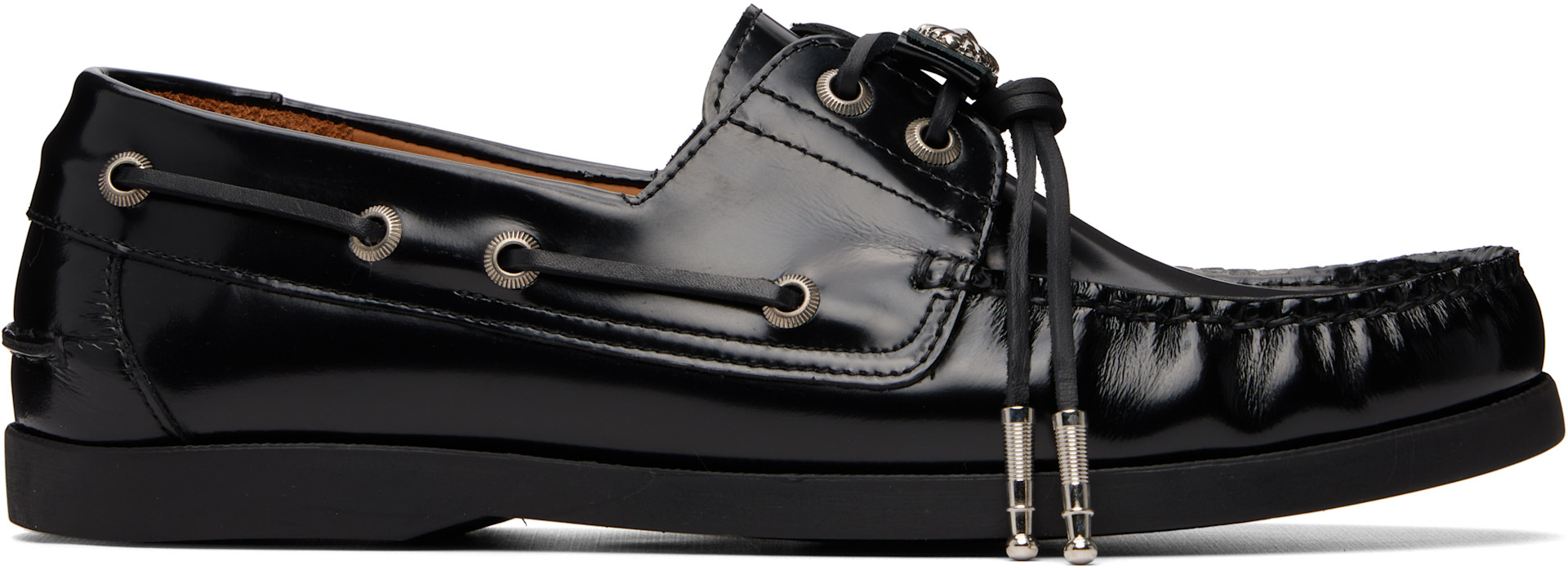 Toga Virilis: Black Leather Boat Shoes | SSENSE
