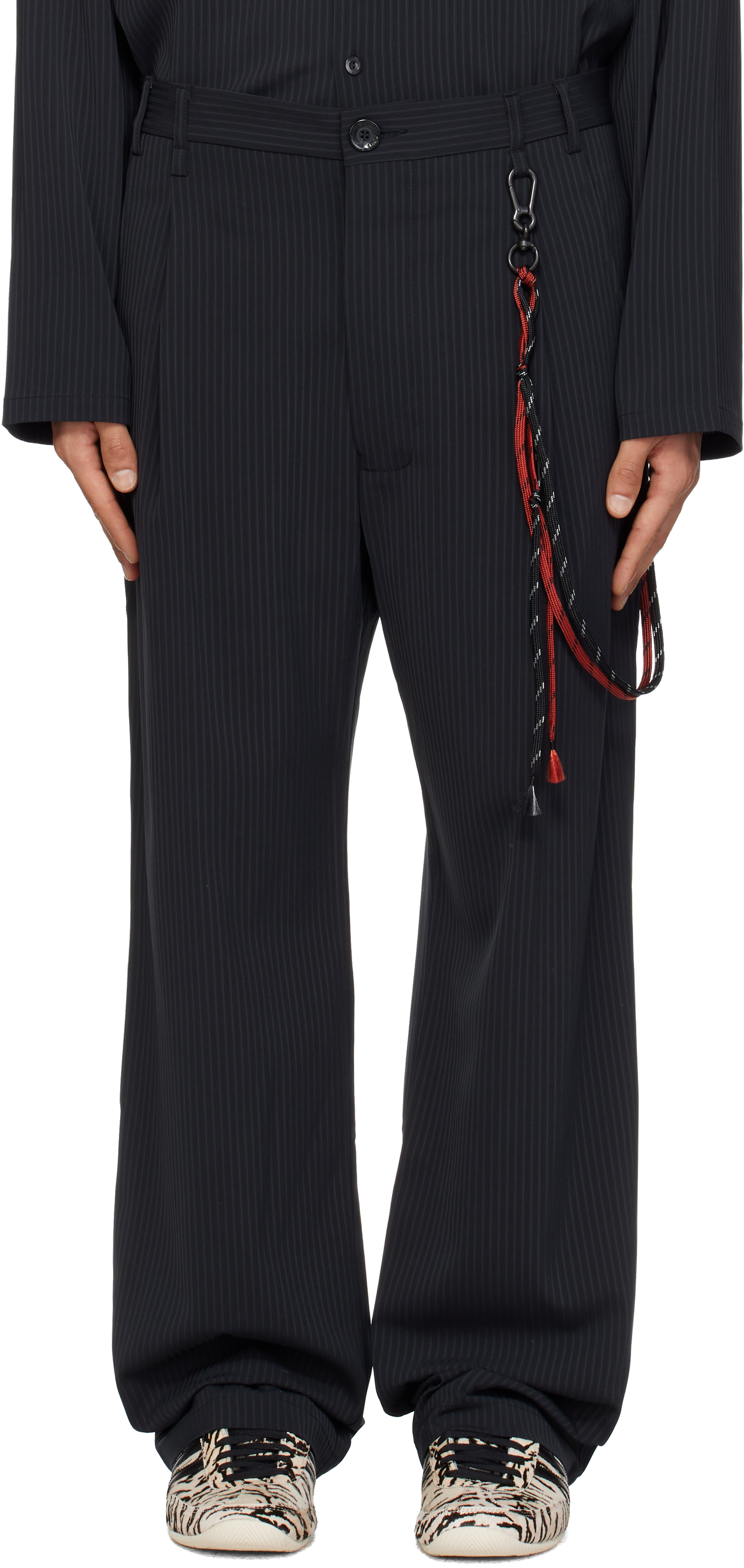 Song for the Mute: Navy Loose Pleated Trousers | SSENSE