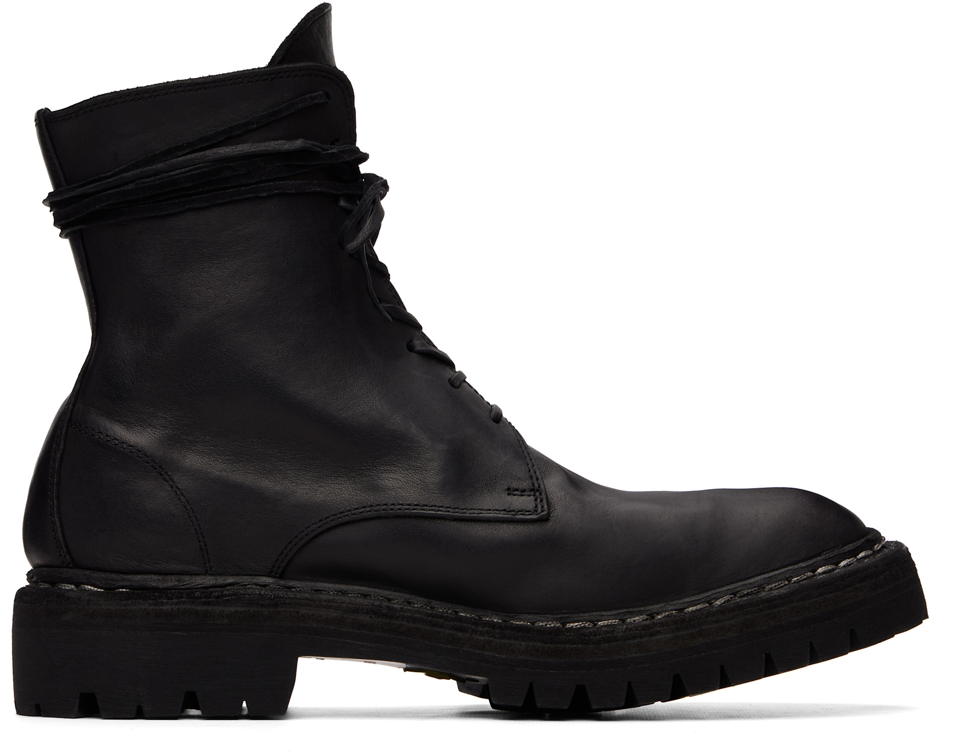 Guidi: Black 795 Leather Laced Up Top-Ankle Boots | SSENSE