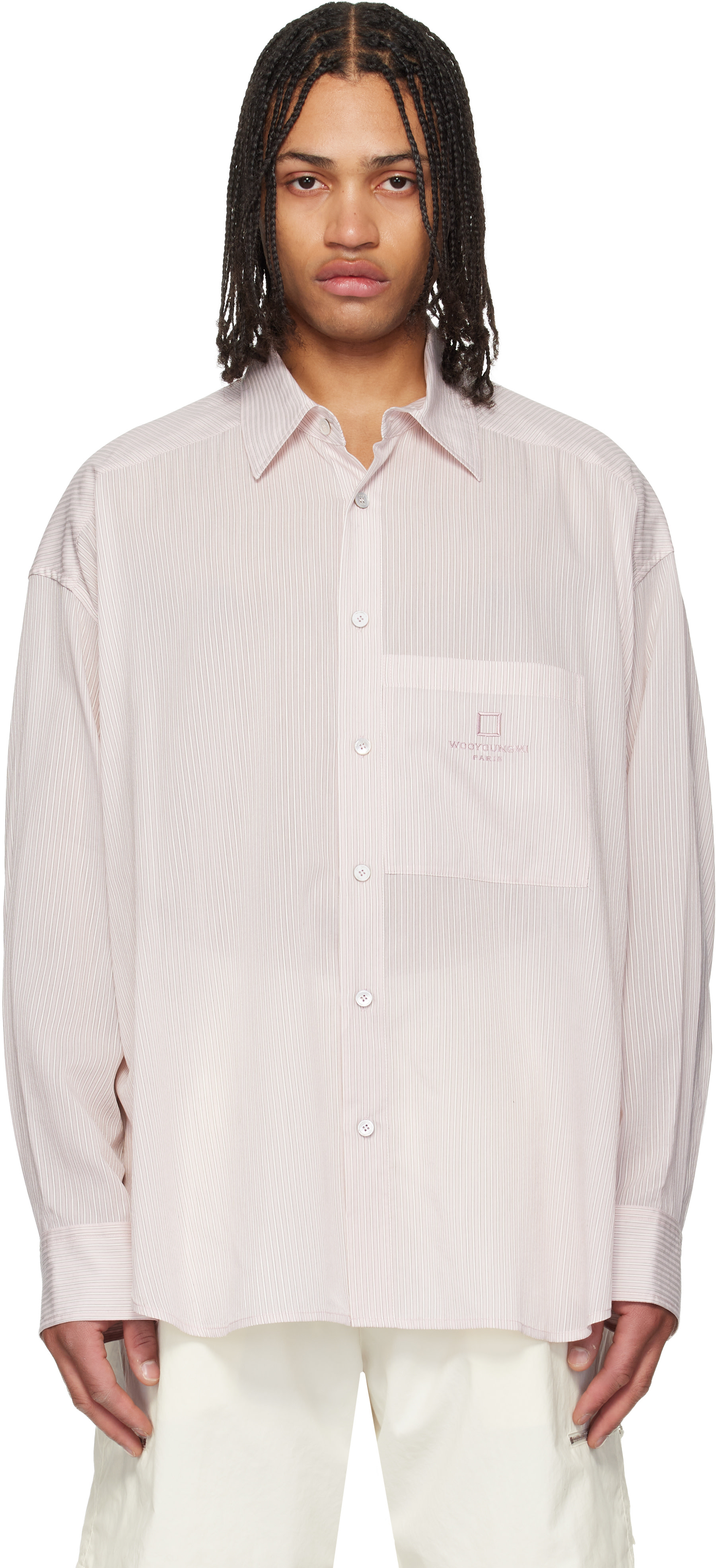 WOOYOUNGMI: Pink Striped Shirt | SSENSE