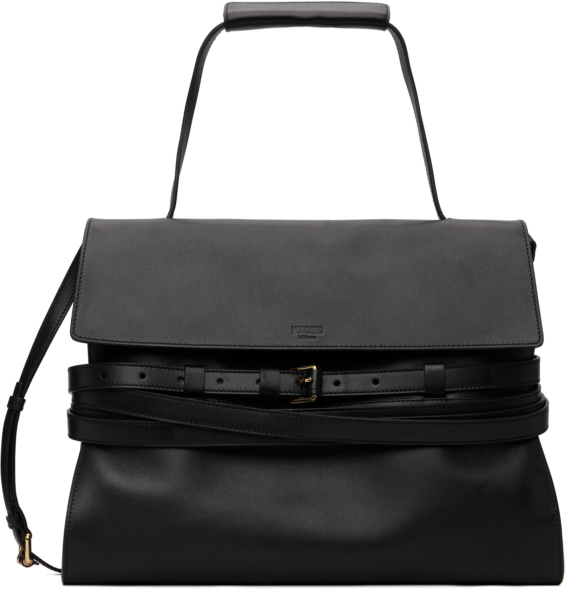 Moschino: Black 'Tie Me' Medium Bag | SSENSE