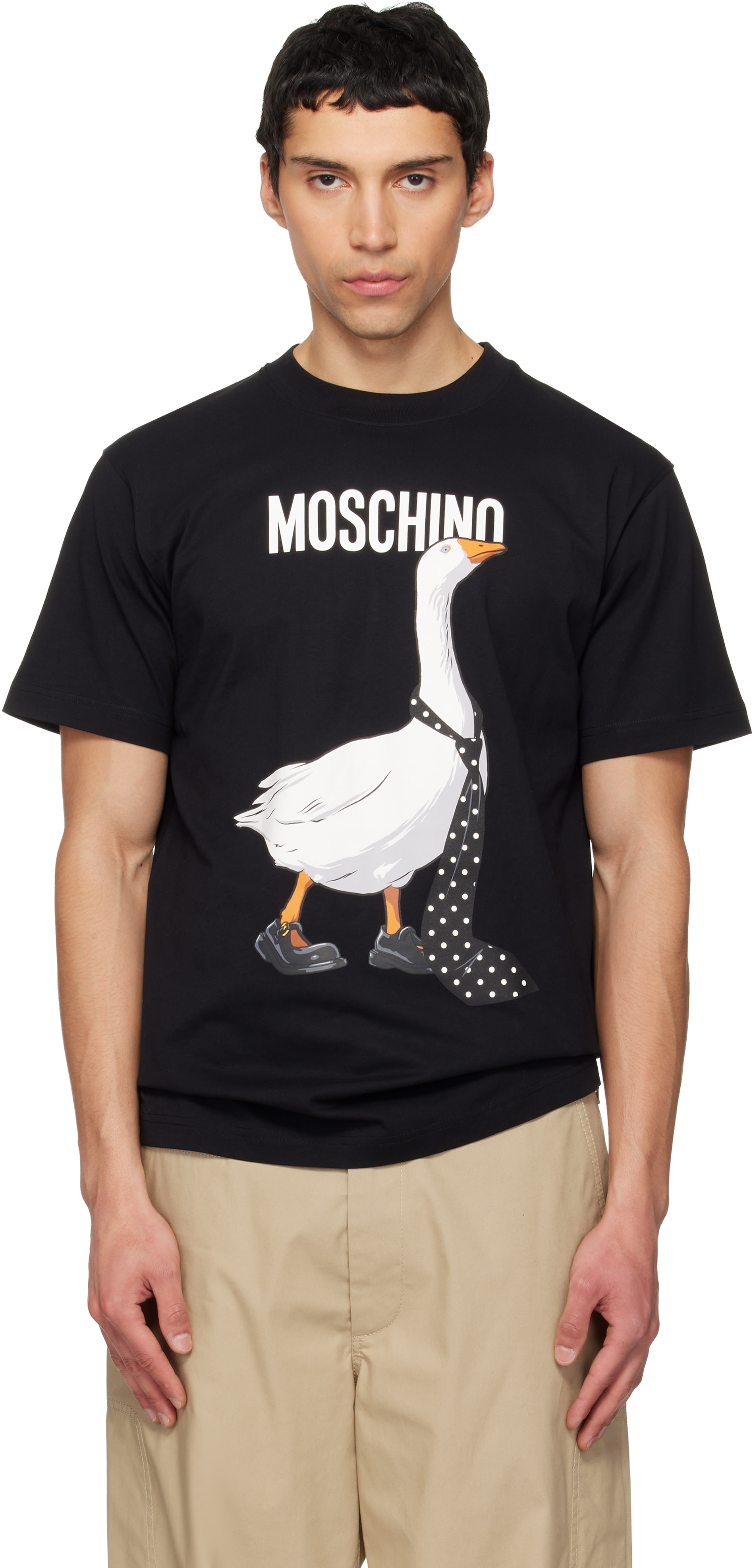 Moschinoのブラック Goose オーガニックコットン ジャージ Tシャツが 