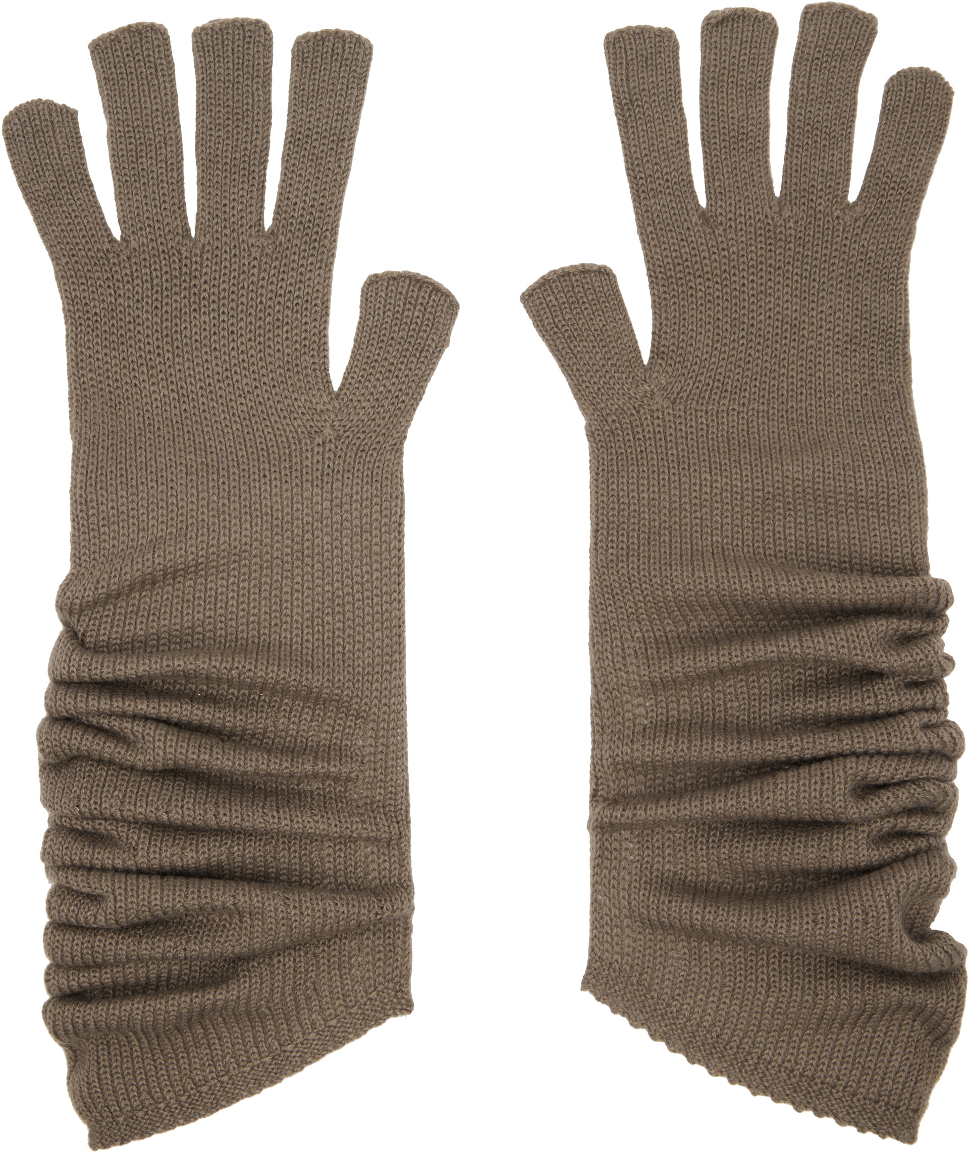 HOMME PLISSÉ ISSEY MIYAKE: Taupe Cashmere Winter Gear Gloves