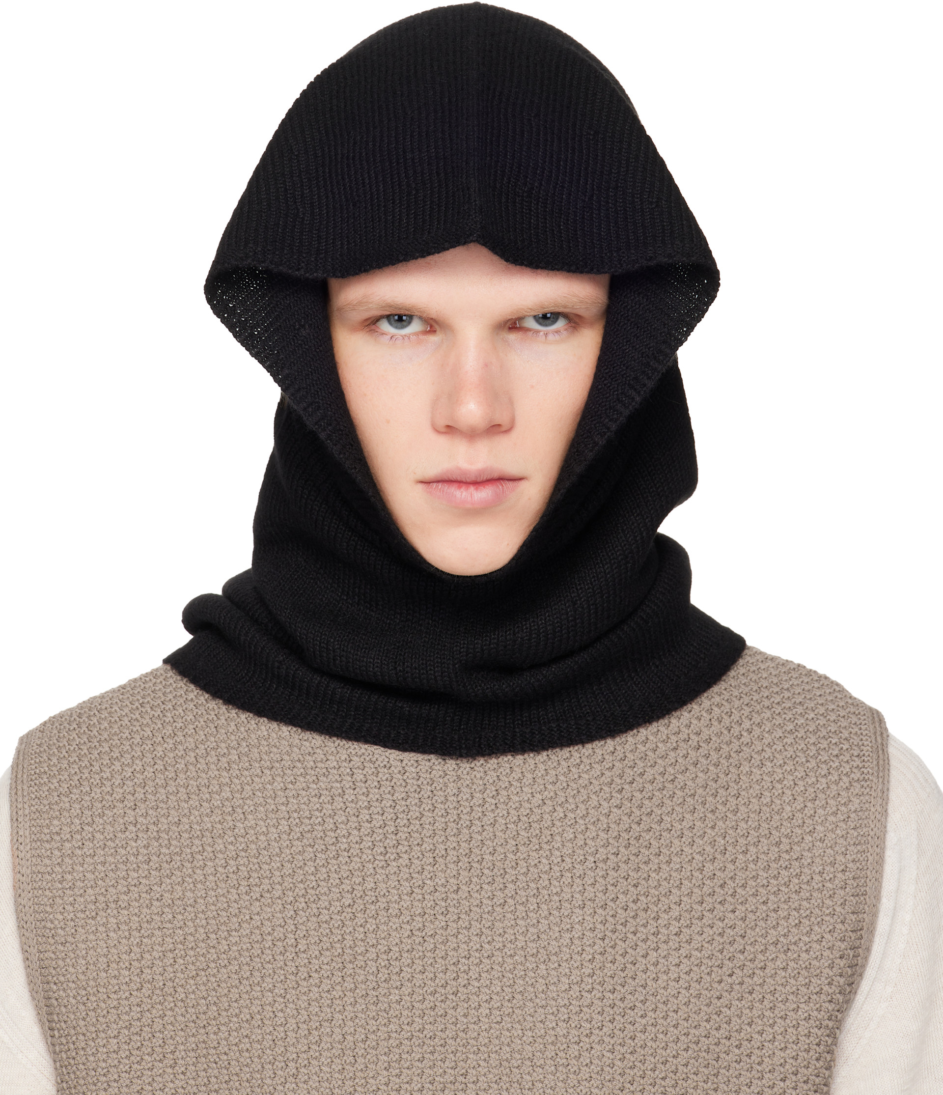 HOMME PLISSÉ ISSEY MIYAKE: Black Cashmere Winter Gear Snood | SSENSE