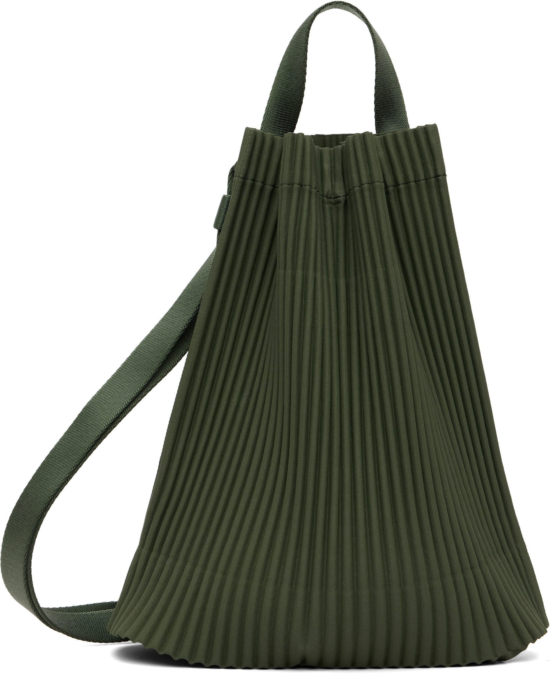 HOMME PLISSÉ ISSEY MIYAKE: Green Drawstring Pleats Bag | SSENSE Canada