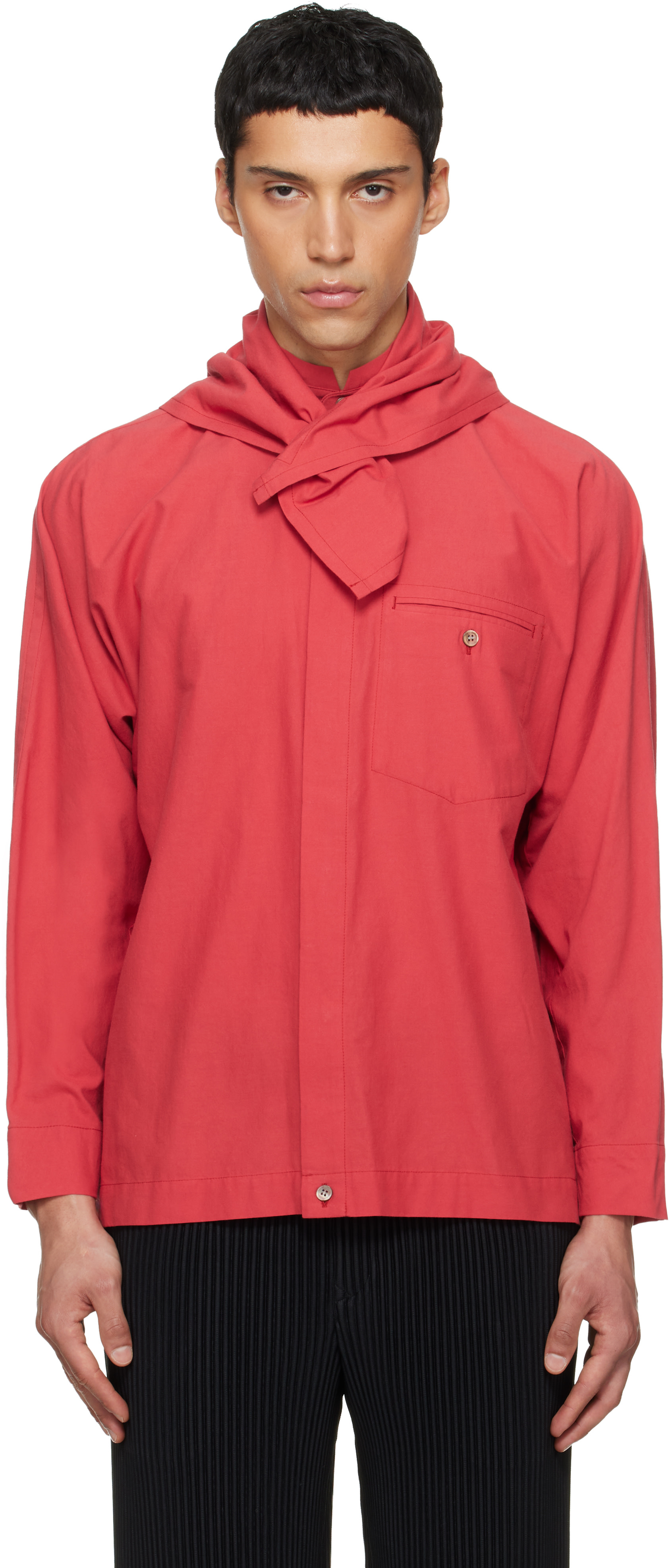 HOMME PLISSÉ ISSEY MIYAKE: Red Streamline Shirt | SSENSE