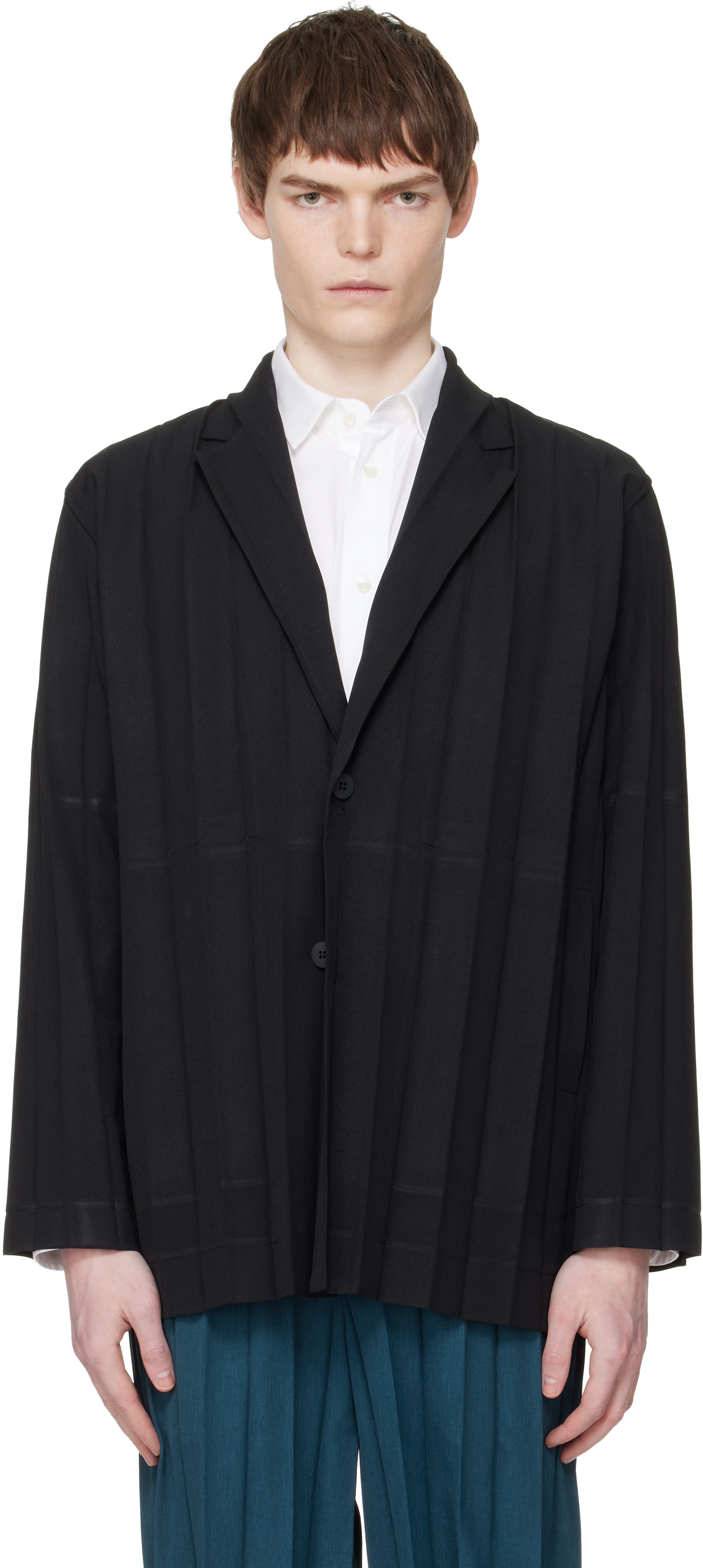 HOMME PLISSÉ ISSEY MIYAKE: Black Edge Ensemble Blazer | SSENSE