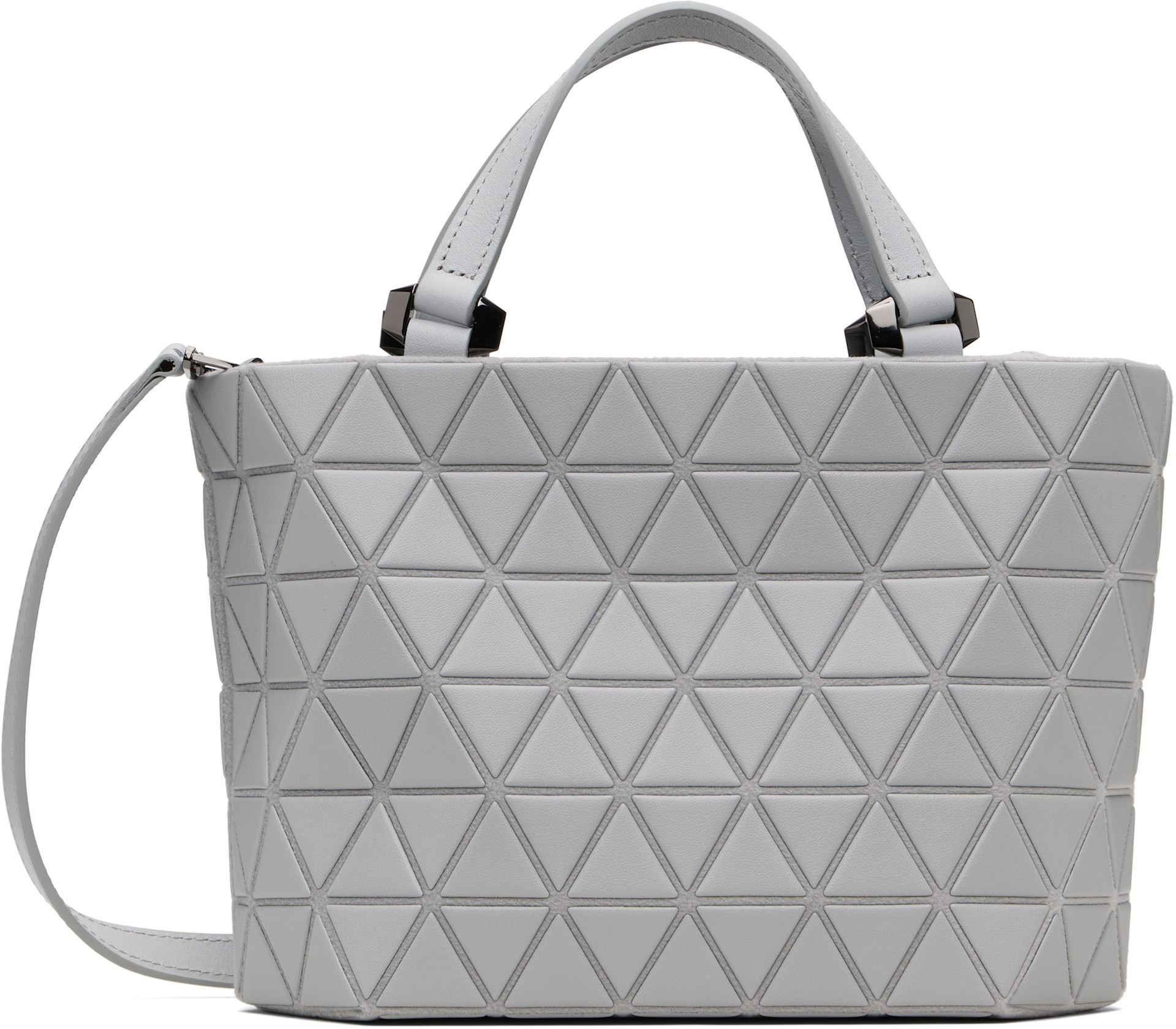 BAOBAO ISSEY MIYAKE シルバー バッグ BAO BAO ISSEY MIYAKE: Gray Crystal Matte Bag | SSENSE