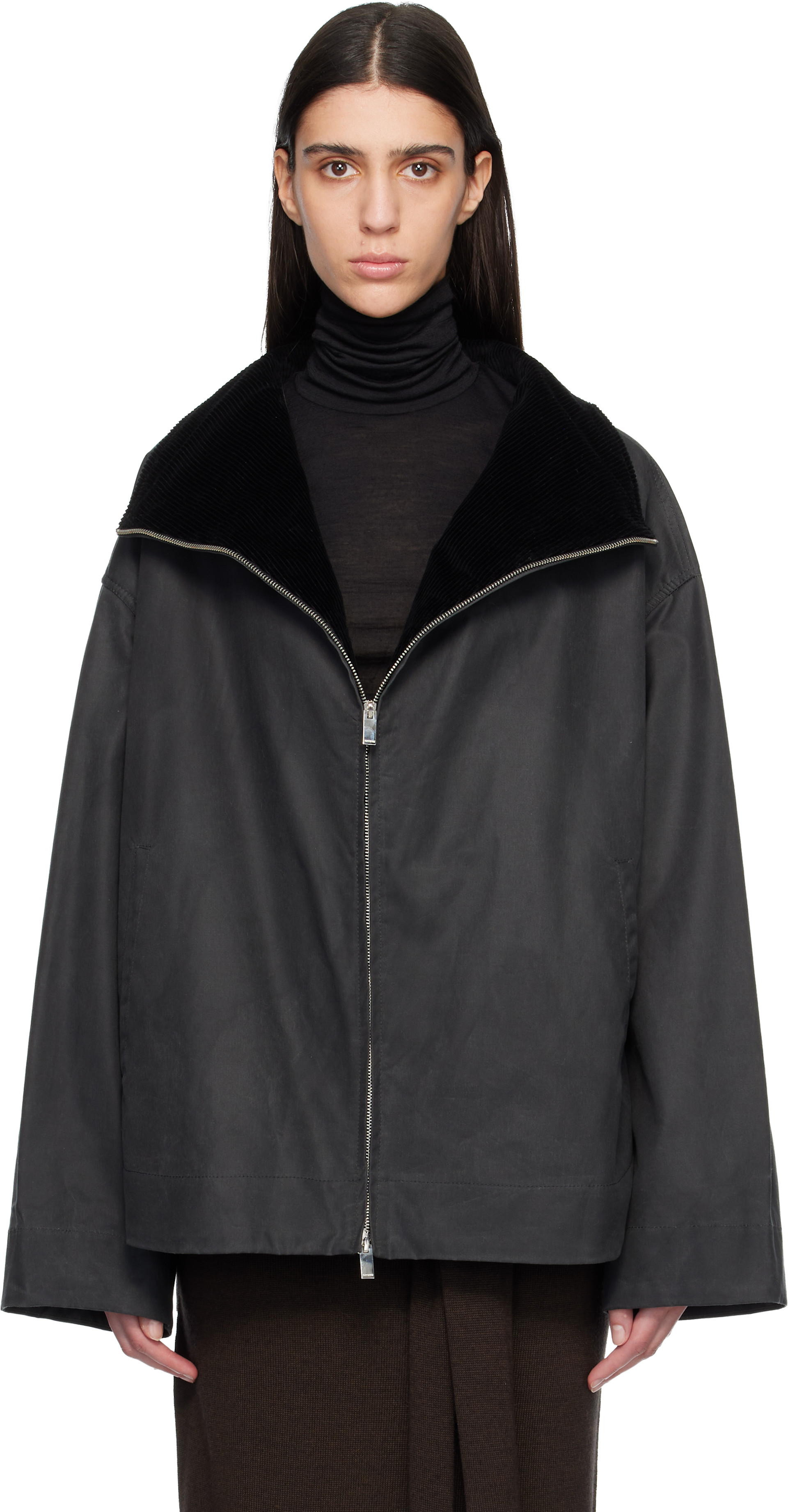 TOTEME: Gray Zipped Country Jacket | SSENSE Canada