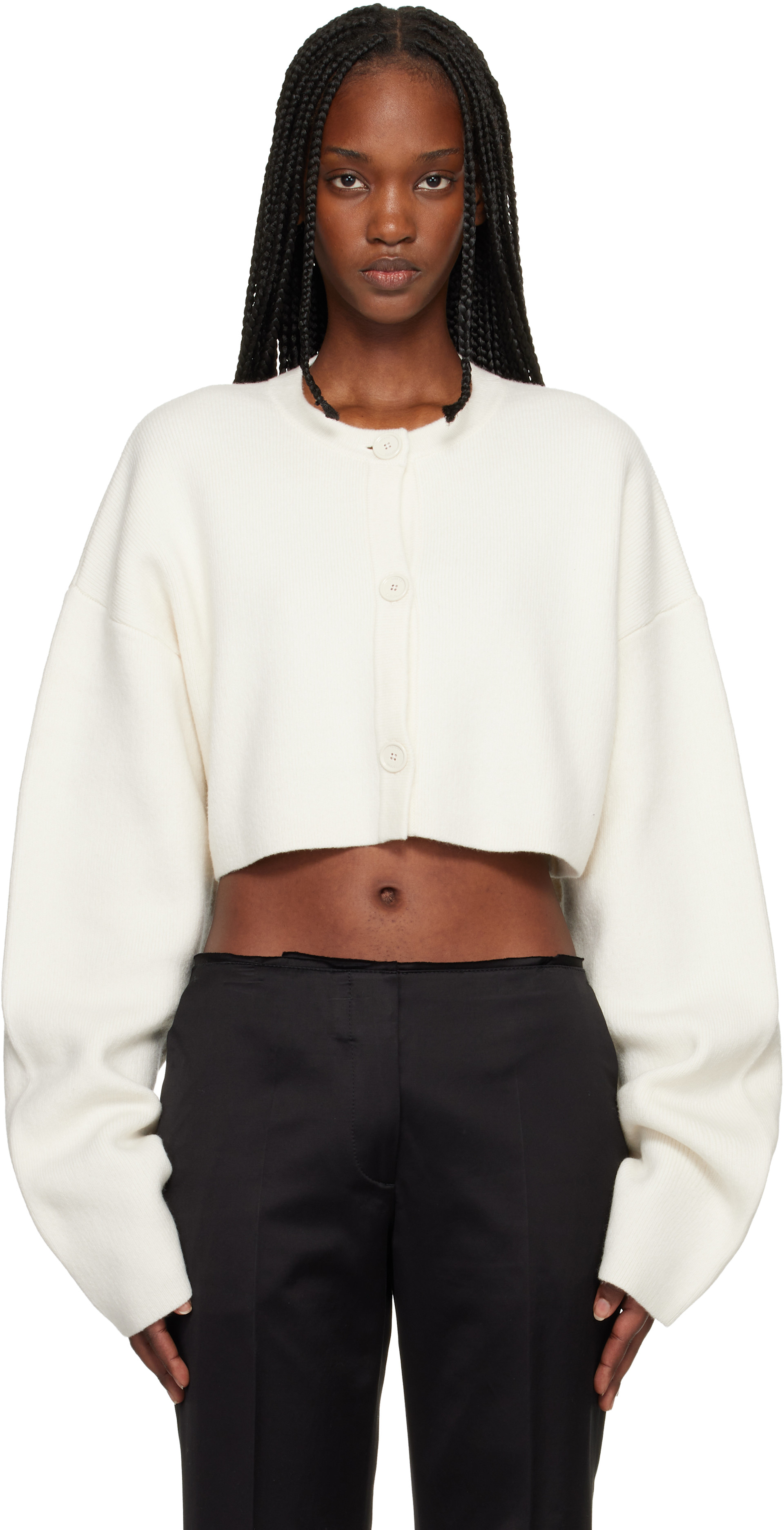 TOTEME: Off-White Cropped Oversized Cardigan | SSENSE Canada