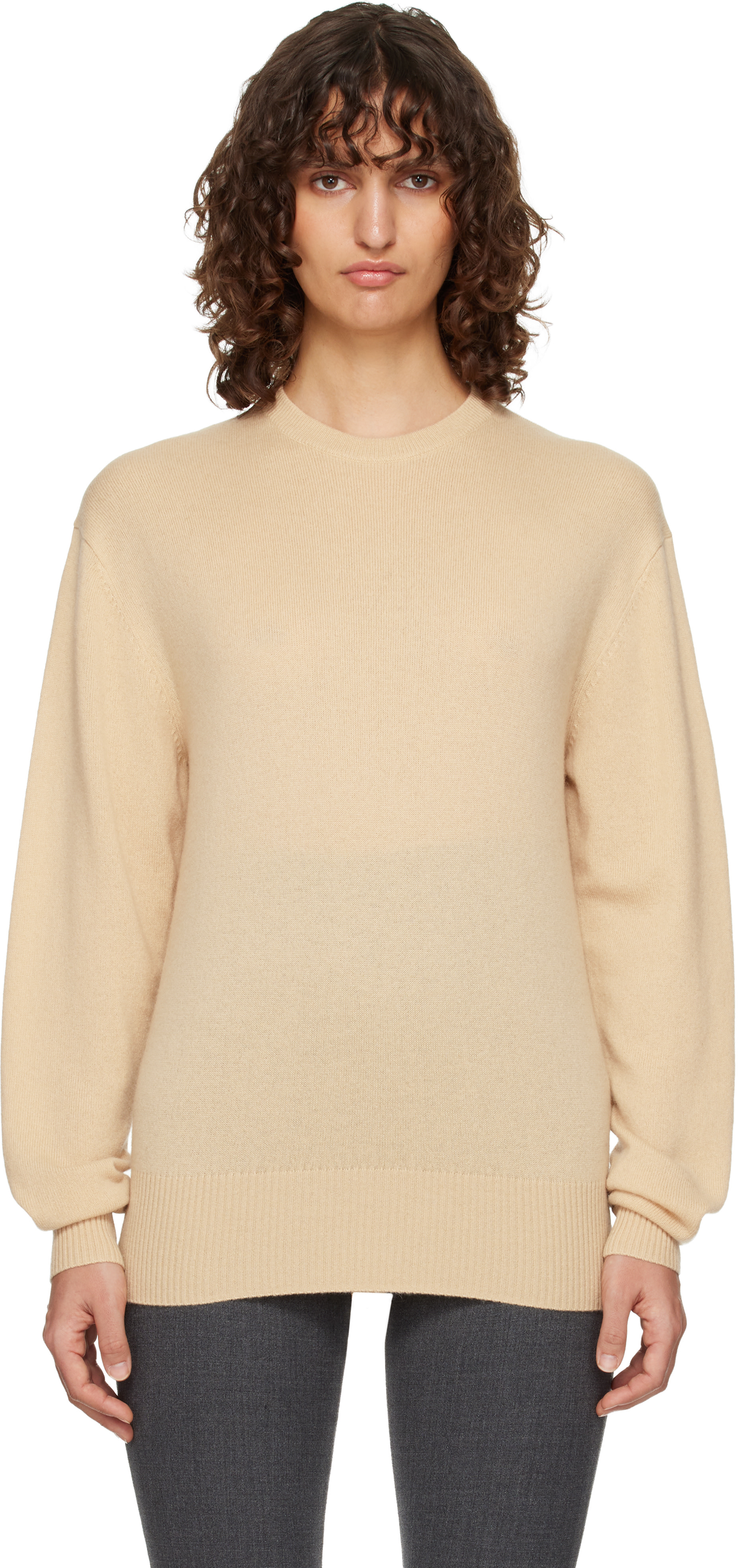 toteme ボリューム　スリーブ　クルーネック　ニット　キャメル TOTEME Wool-blend turtleneck sweater | NET-A-PORTER