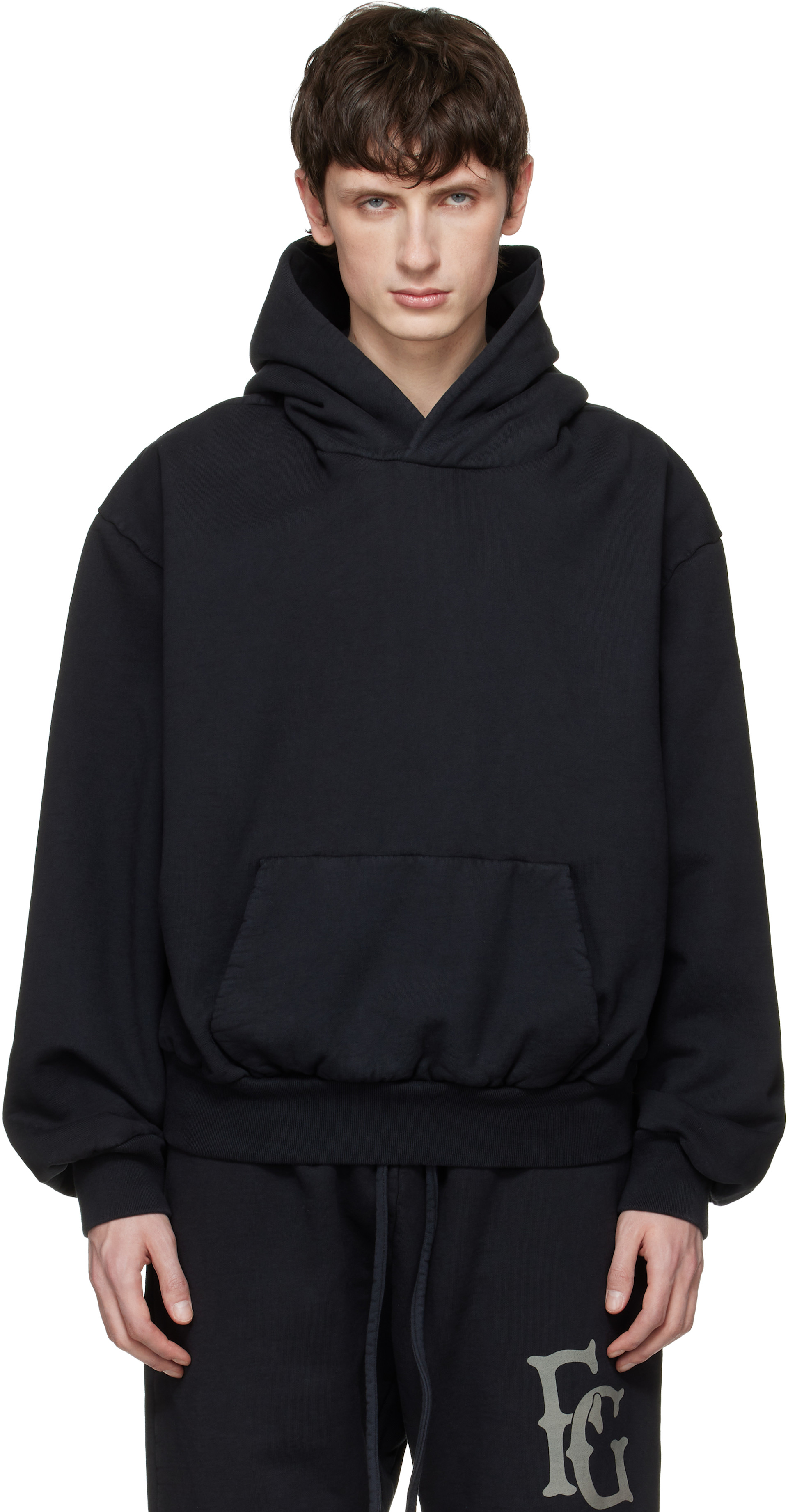 Fear of God: Black Sunfaded Classic Half Raglan Pocket Hoodie