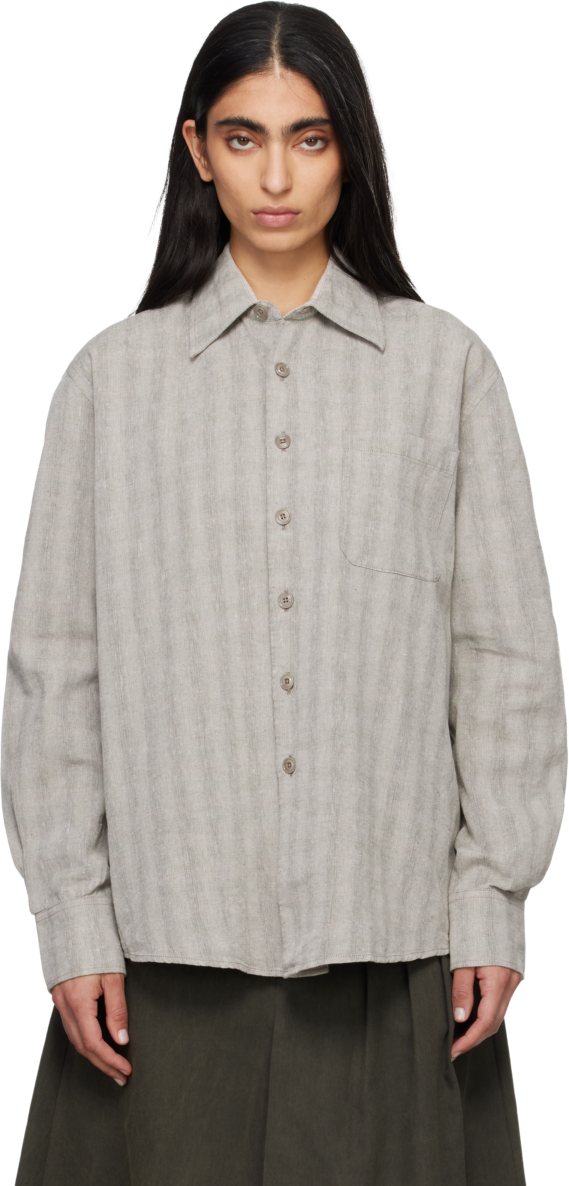 OUR LEGACY ABOVE SHIRT ライトグレー OUR LEGACY: Gray Above Shirt | SSENSE