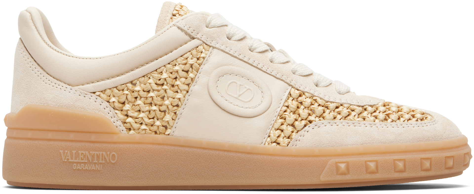 Valentino Garavani: Off-White & Beige Upvillage Woven Faux-Raffia