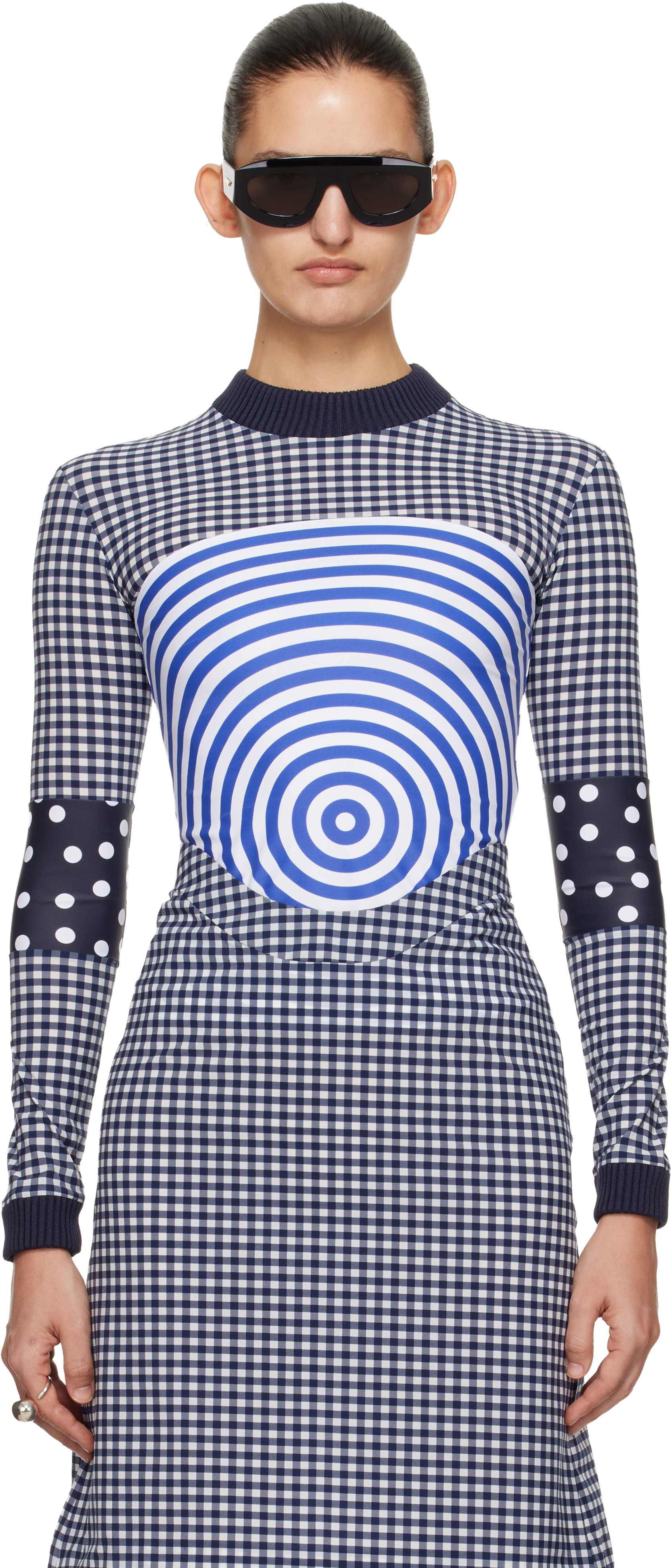 Jean Paul Gaultier: Navy & White 'The Vichy and Target' Top | SSENSE