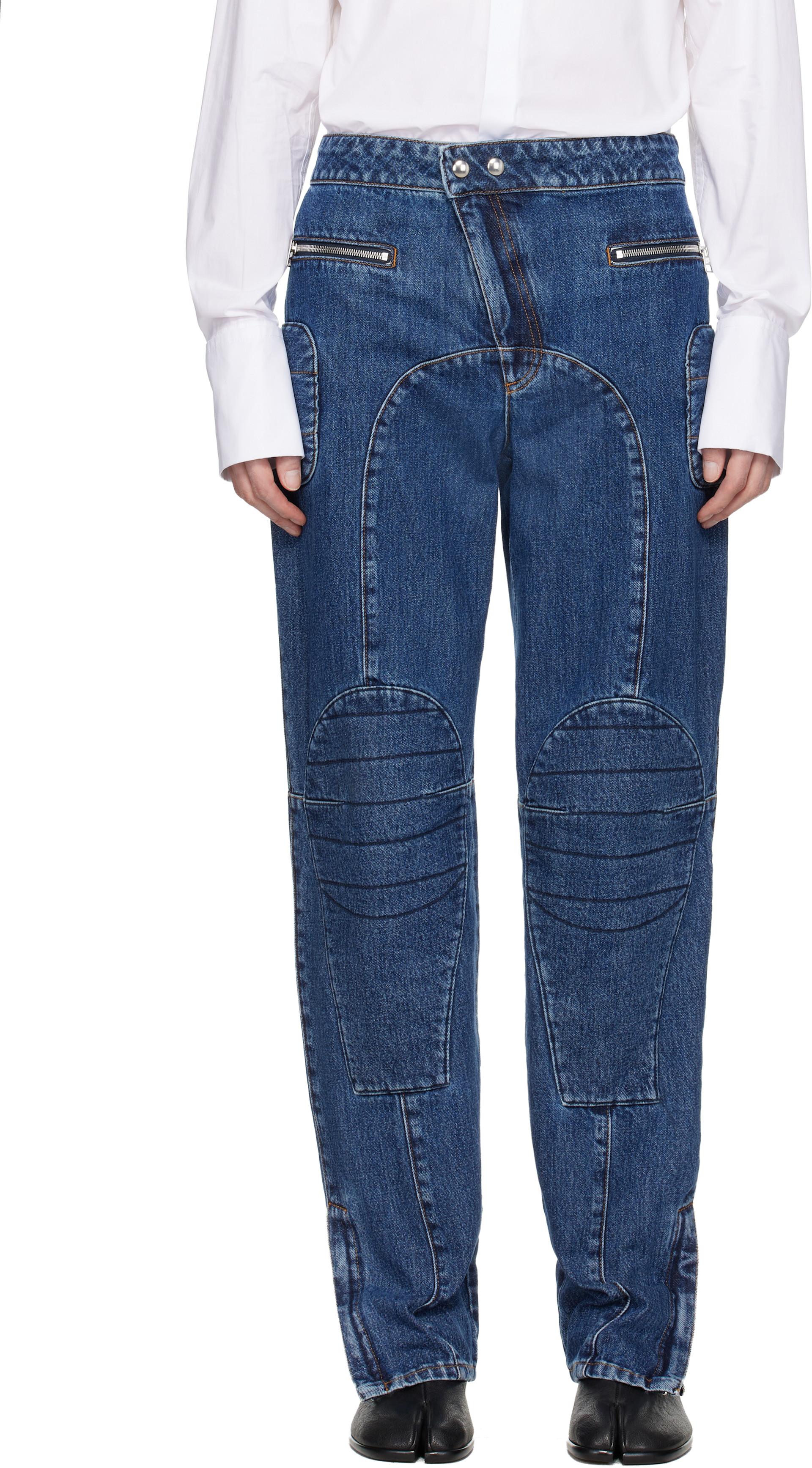 Jean Paul Gaultier: Blue Patchwork Jeans | SSENSE