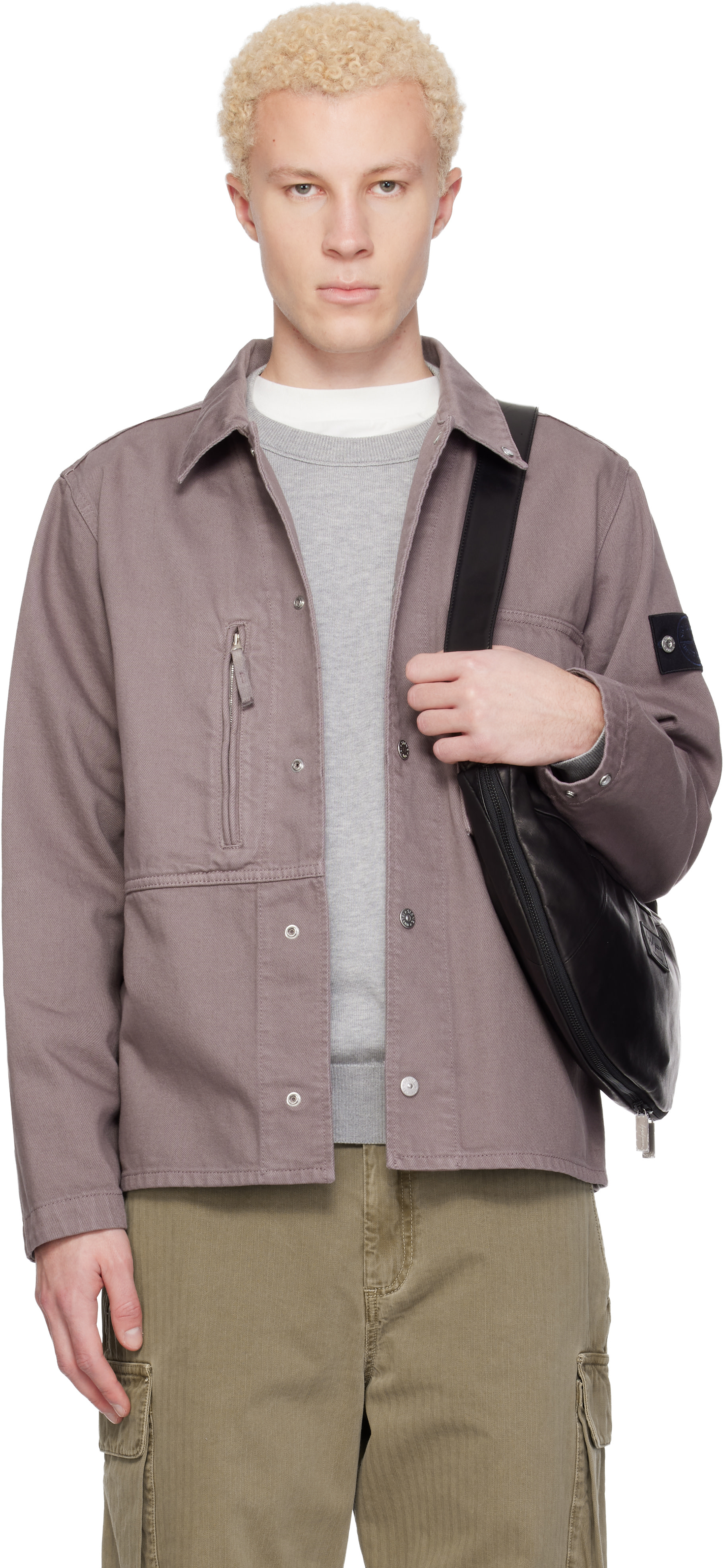 Stone Island: Purple 1200001 Light Bull Denim Jacket | SSENSE