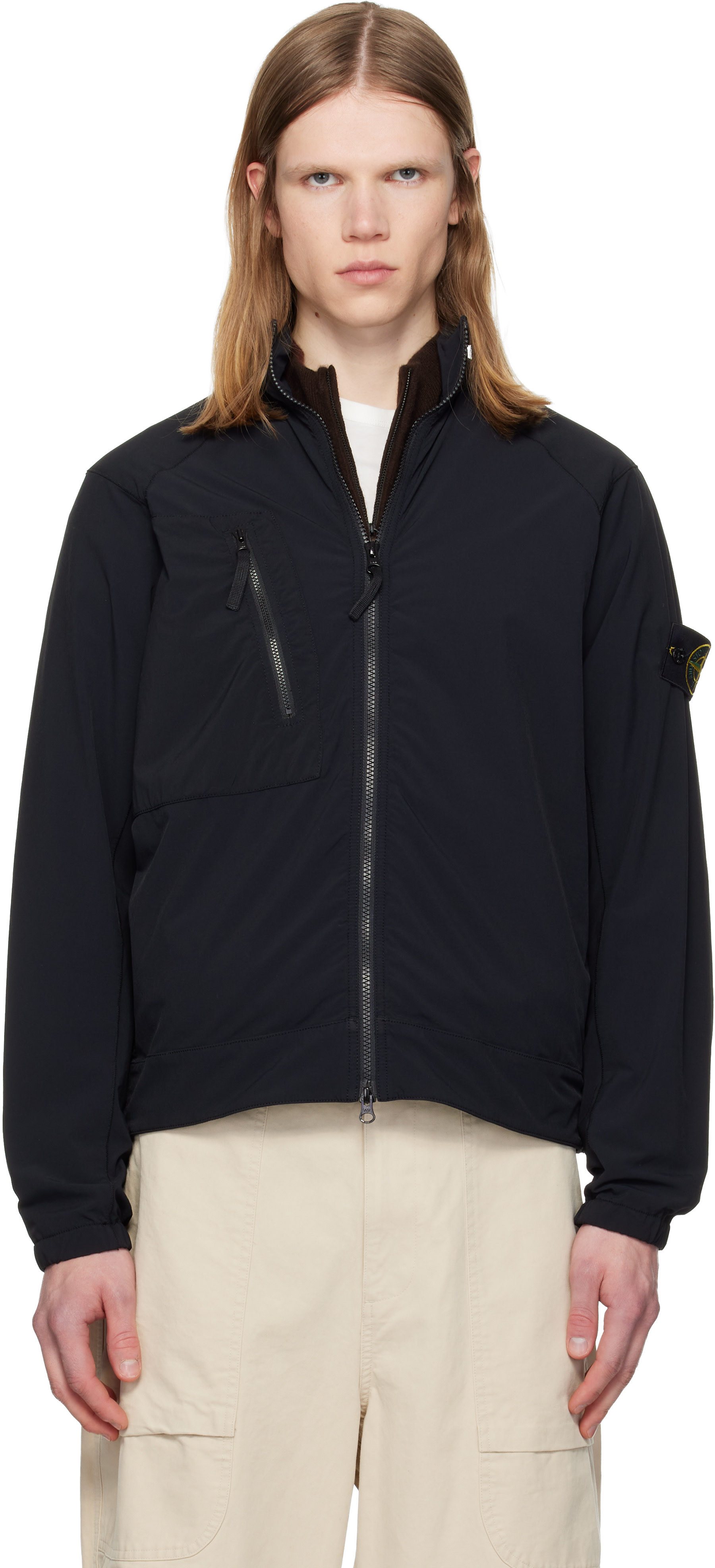 Stone Island: ブラック 1200036 Stretch Nylon Tech フリース