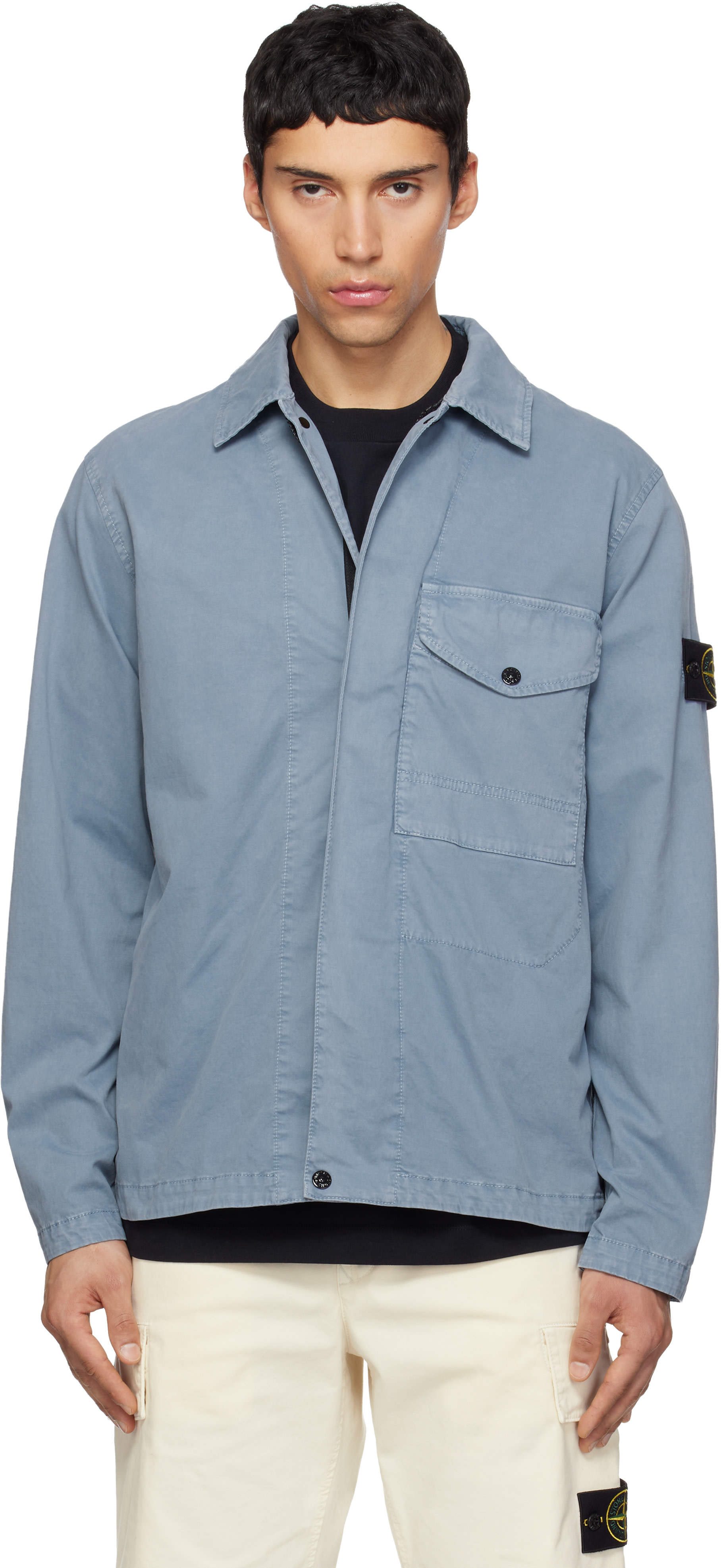 Stone Island: Blue 1200001 Organic Cotton Stretch 'Old' Effect