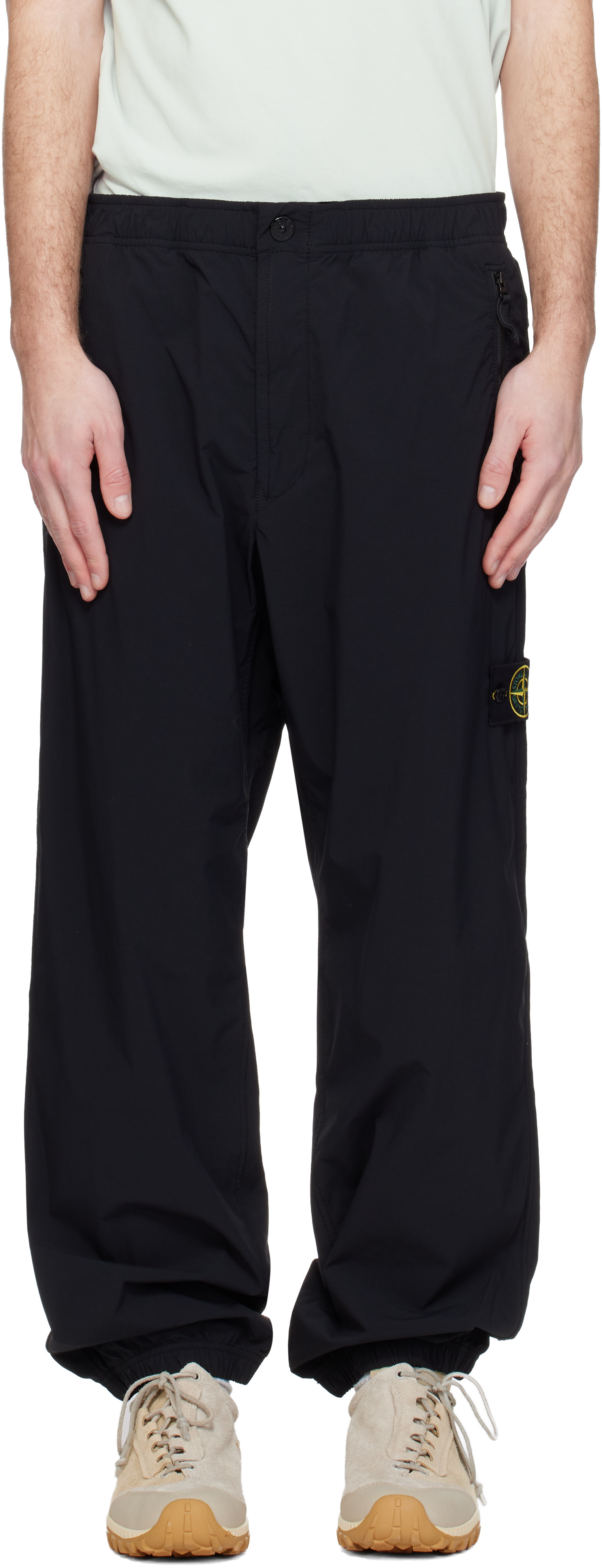 Stone Island: Black 3100048 Stretch Nylon Tech Fleece Sweatpants Stone Island: Black 3100048 Stretch Nylon Tech Fleece Sweatpants