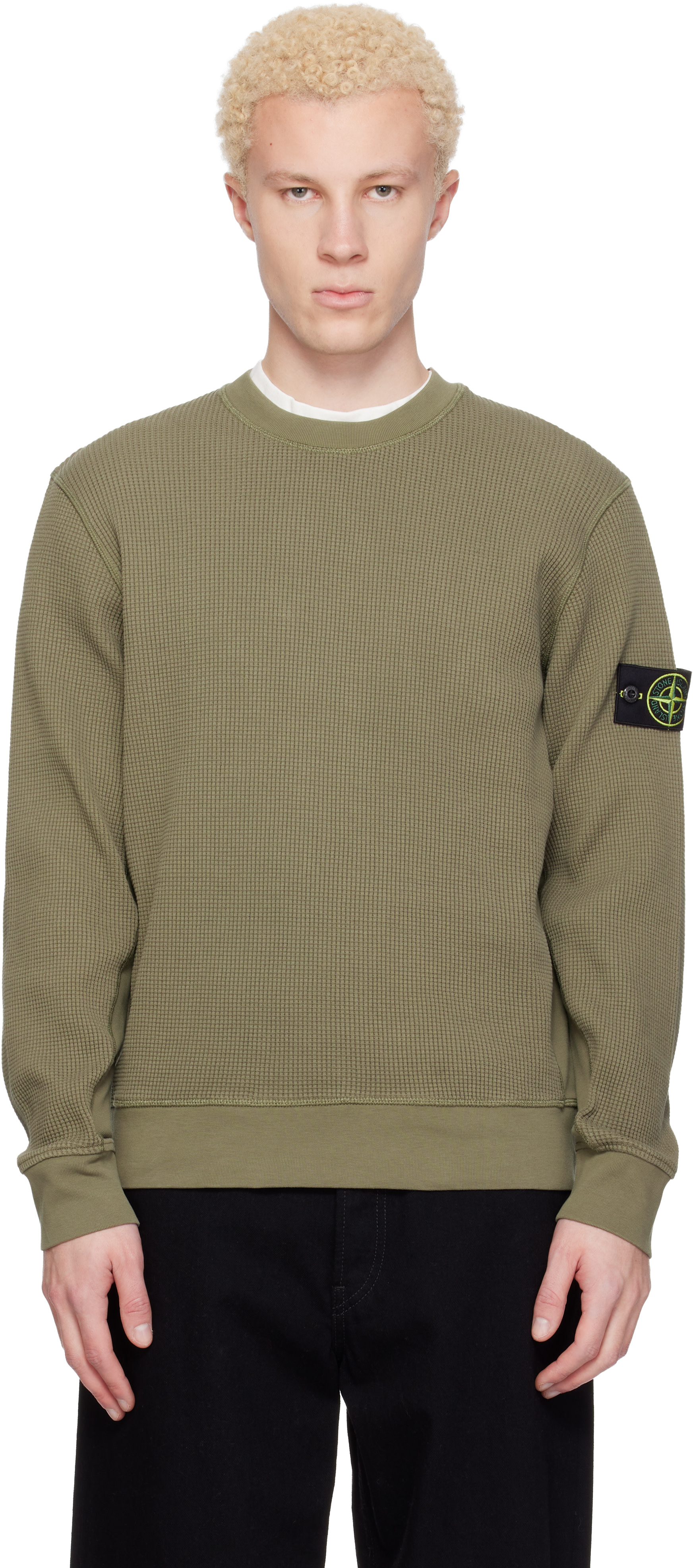 Stone Island: Khaki 6100056 Organic Cotton Waffle Fleece