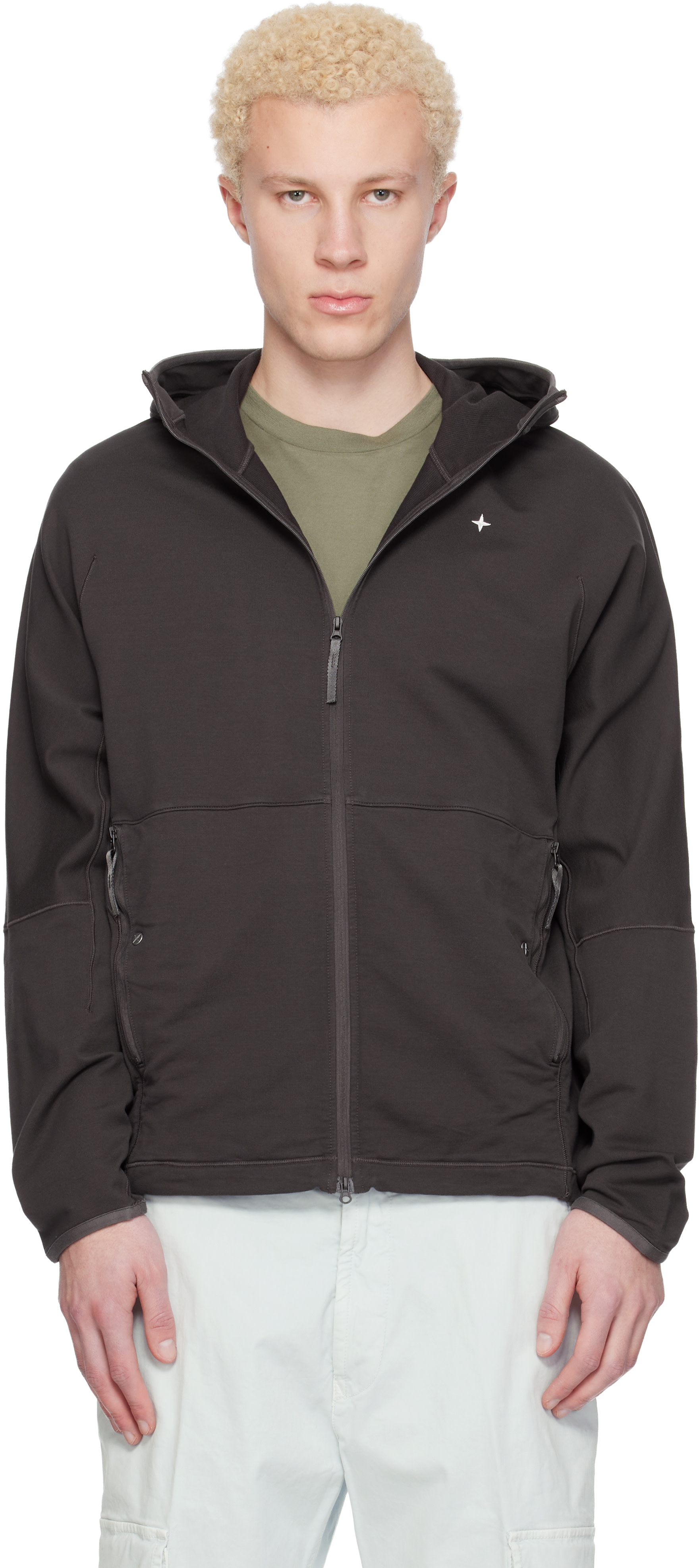 Stone Island: Gray 6100069 Stretch Cotton Fleece Stellina Hoodie