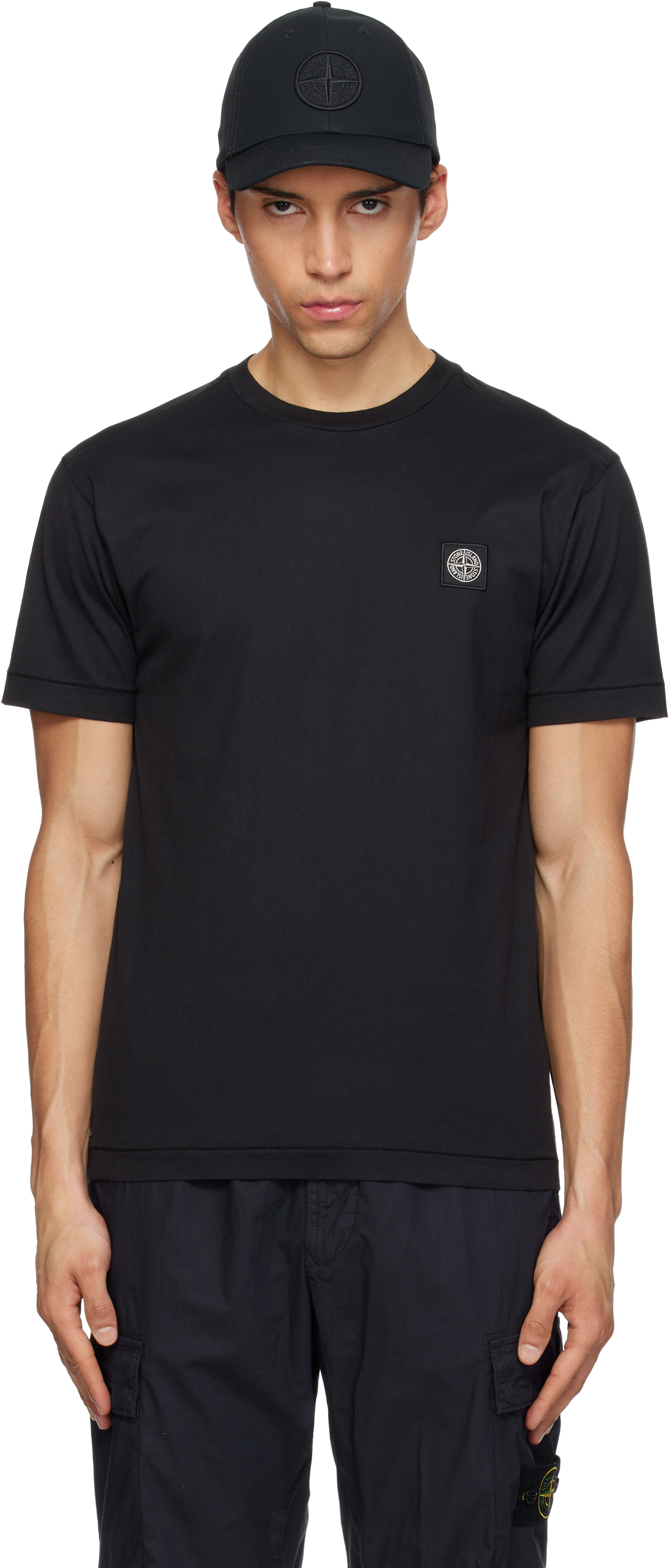 STONE  ブラック Tシャツ 値下げ中 Stone Island: ブラック 2100027 60/2 コットンジャージ Tシャツ