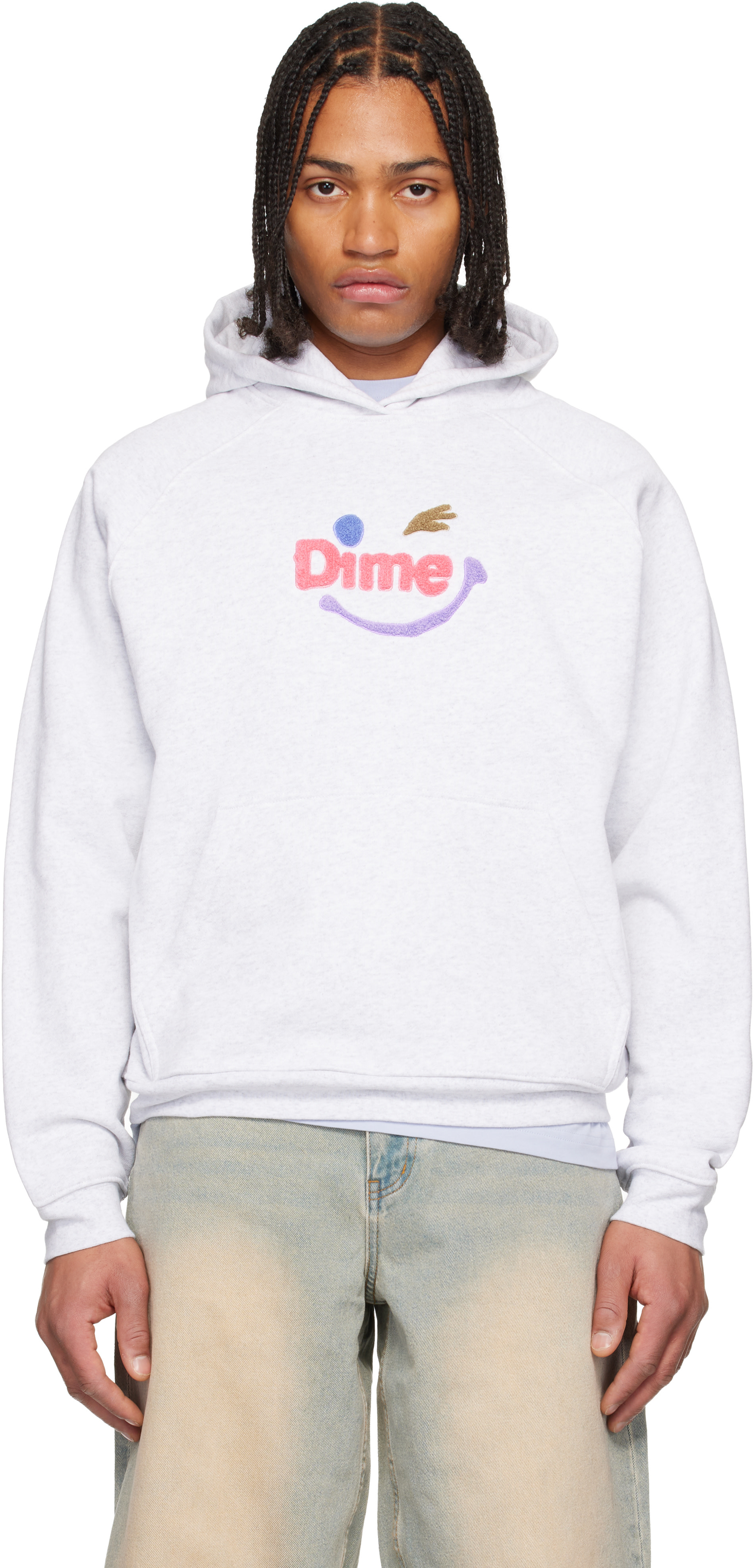DIME フーディー Dime: Gray Winky Hoodie | SSENSE Canada