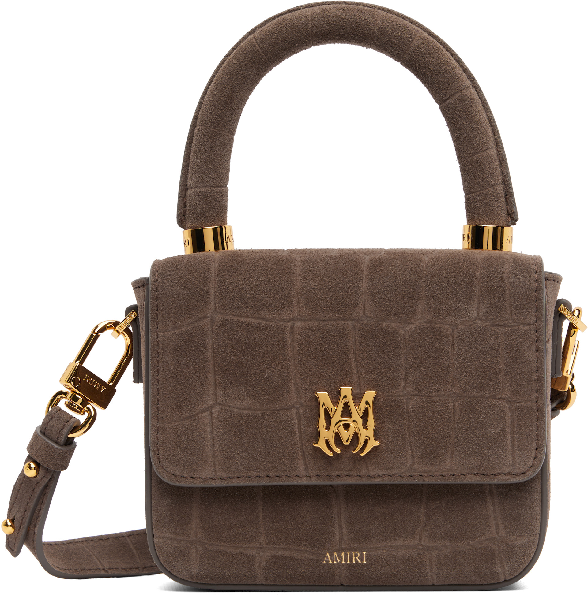 AMIRI: Brown Croc Suede Micro MA Bag | SSENSE