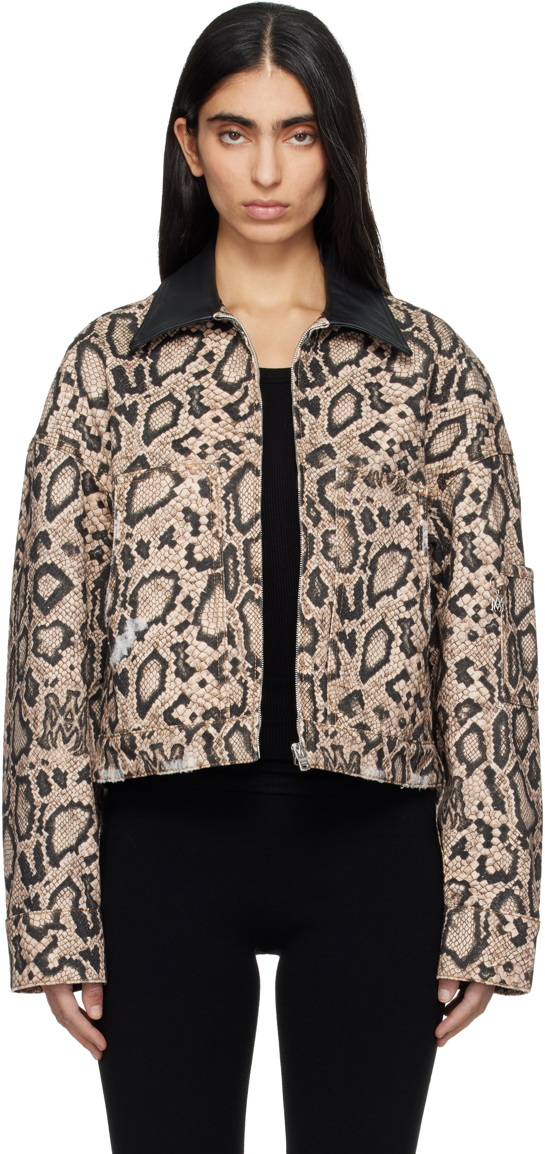 AMIRI: Brown & Black Snake Denim Jacket | SSENSE