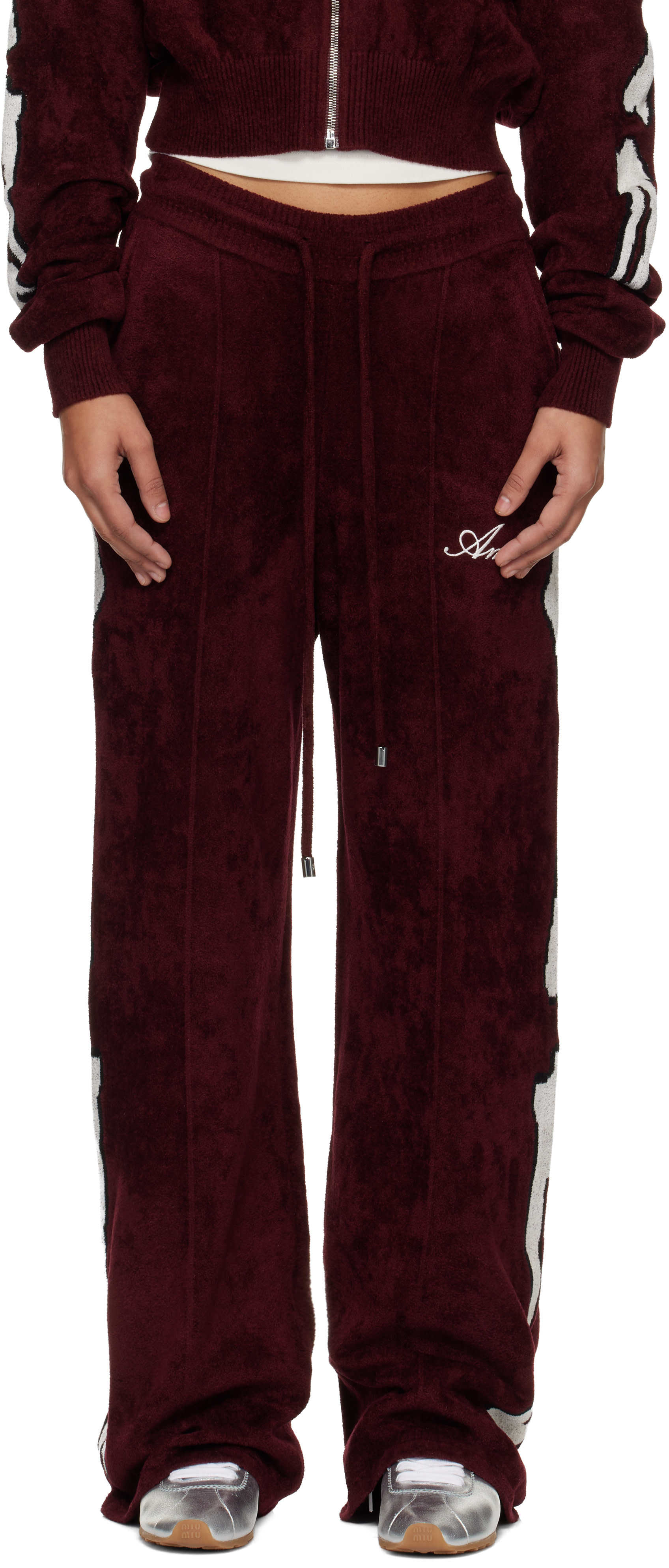 AMIRI: Burgundy Bones Track Pants | SSENSE