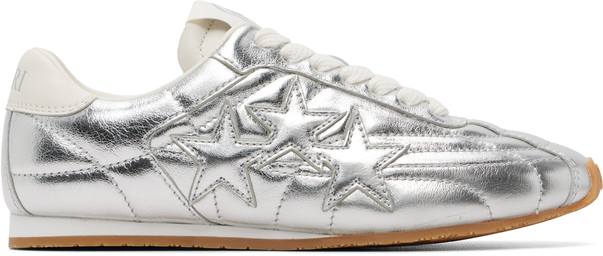 ✨美品✨ AMIRI スパンコールトップ ストレッチフィット ロゴプレート S AMIRI: Silver Pacific Football Slim Sneakers | SSENSE