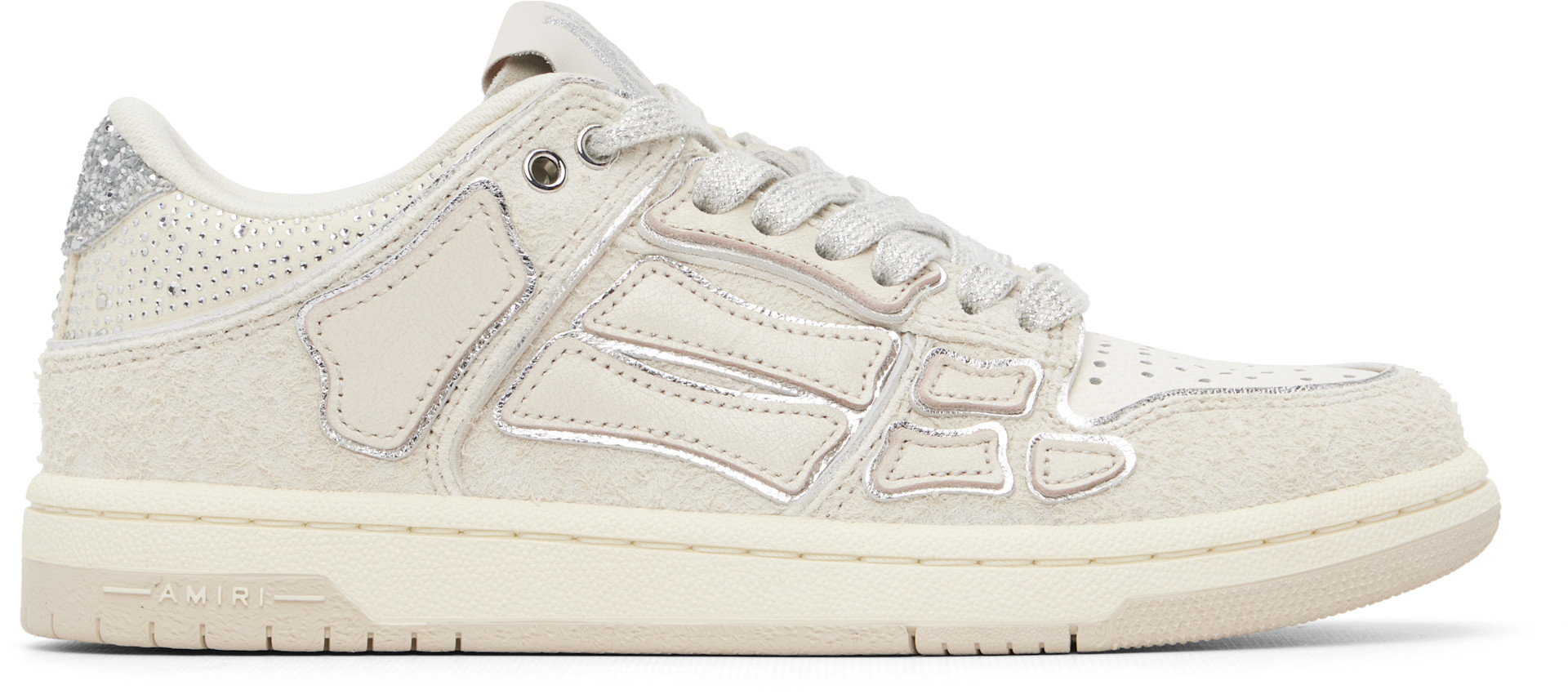 AMIRI: Off-White Glitter Skel Top Low Sneakers | SSENSE