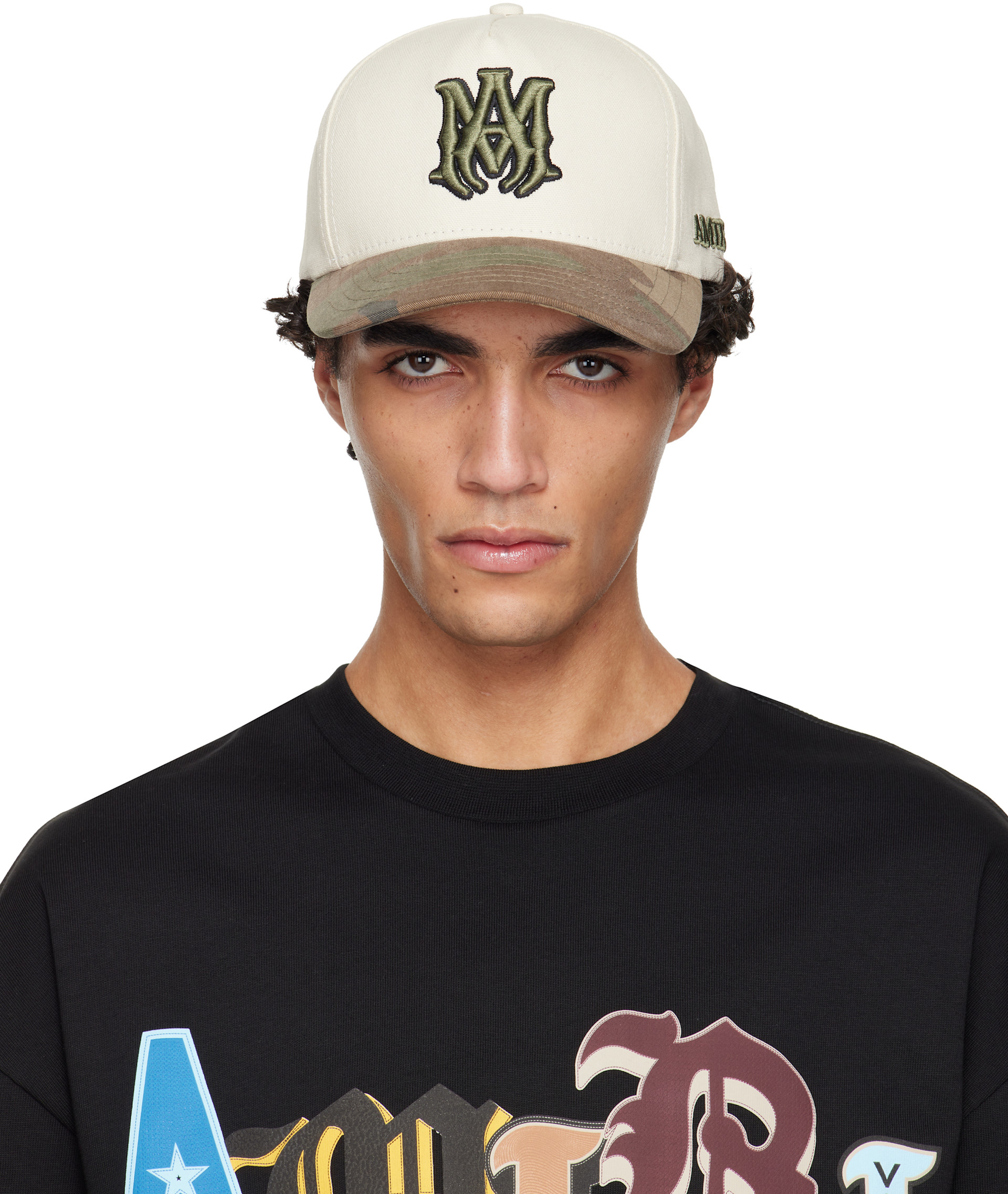 AMIRI: Off-White & Khaki MA Outline Camo Canvas Cap | SSENSE